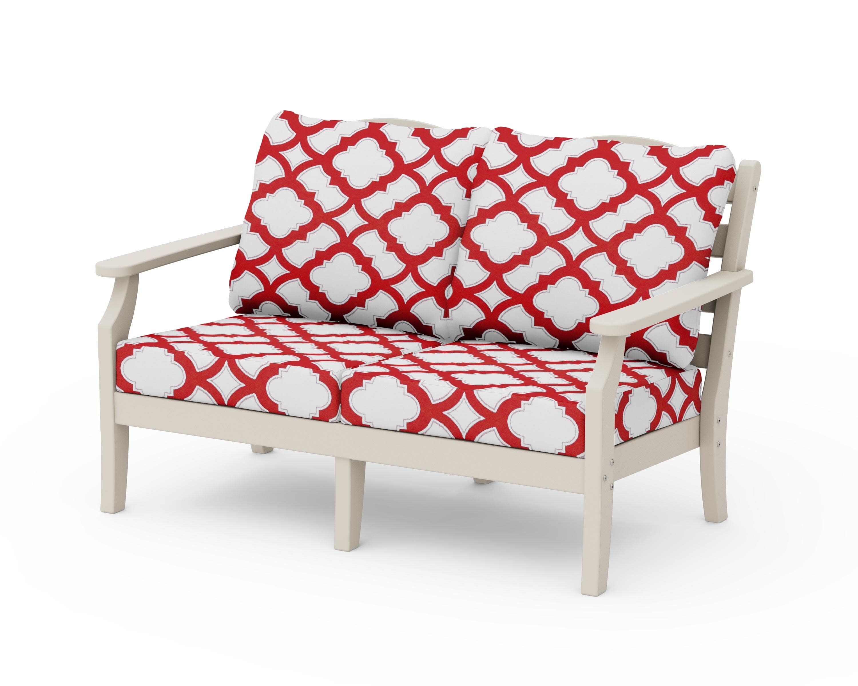 Savannah Deep Seating Loveseat in Sand / Trellis Crimson