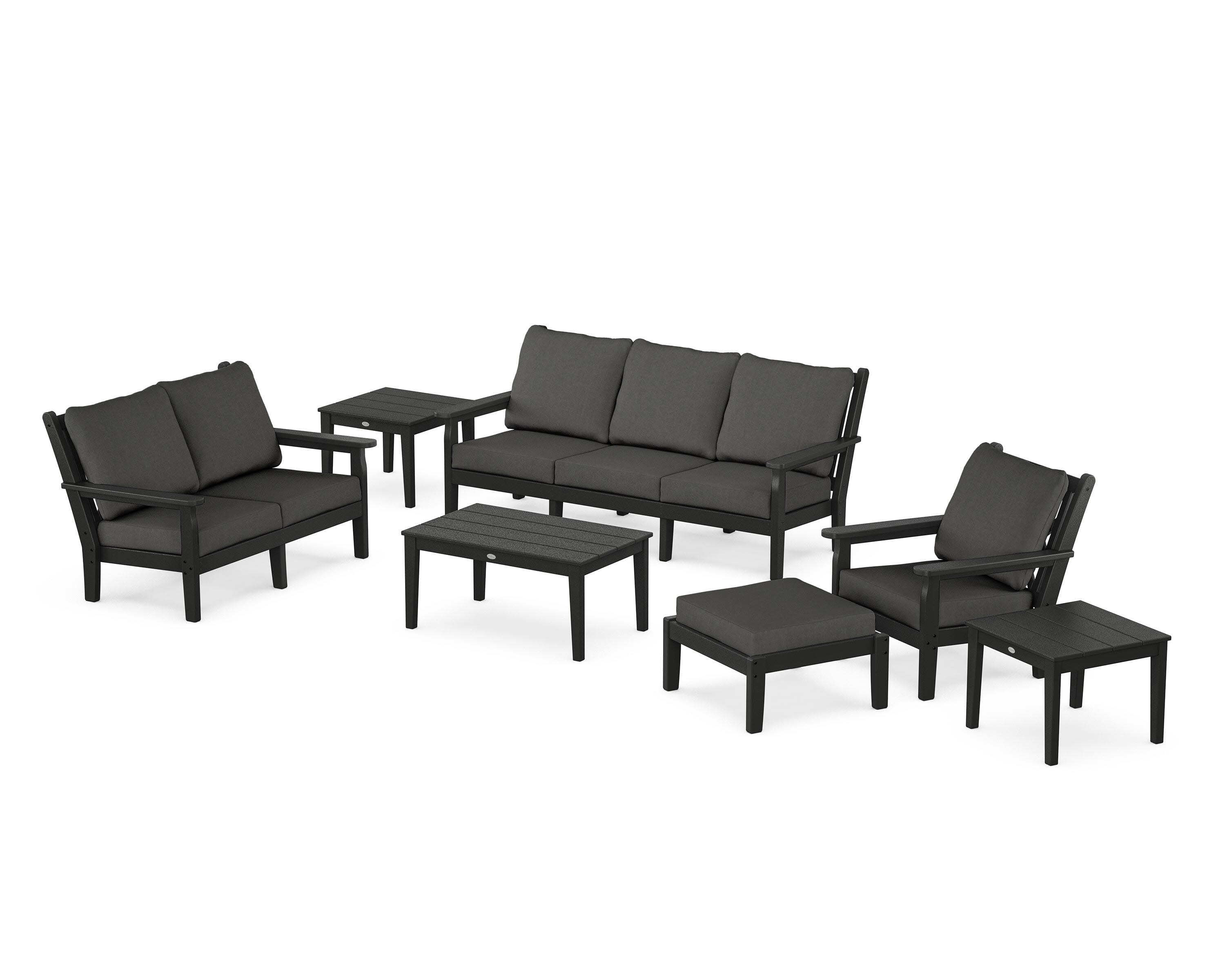 Chippendale 7-Piece Deep Seating Set in Black / Spectrum Carbon