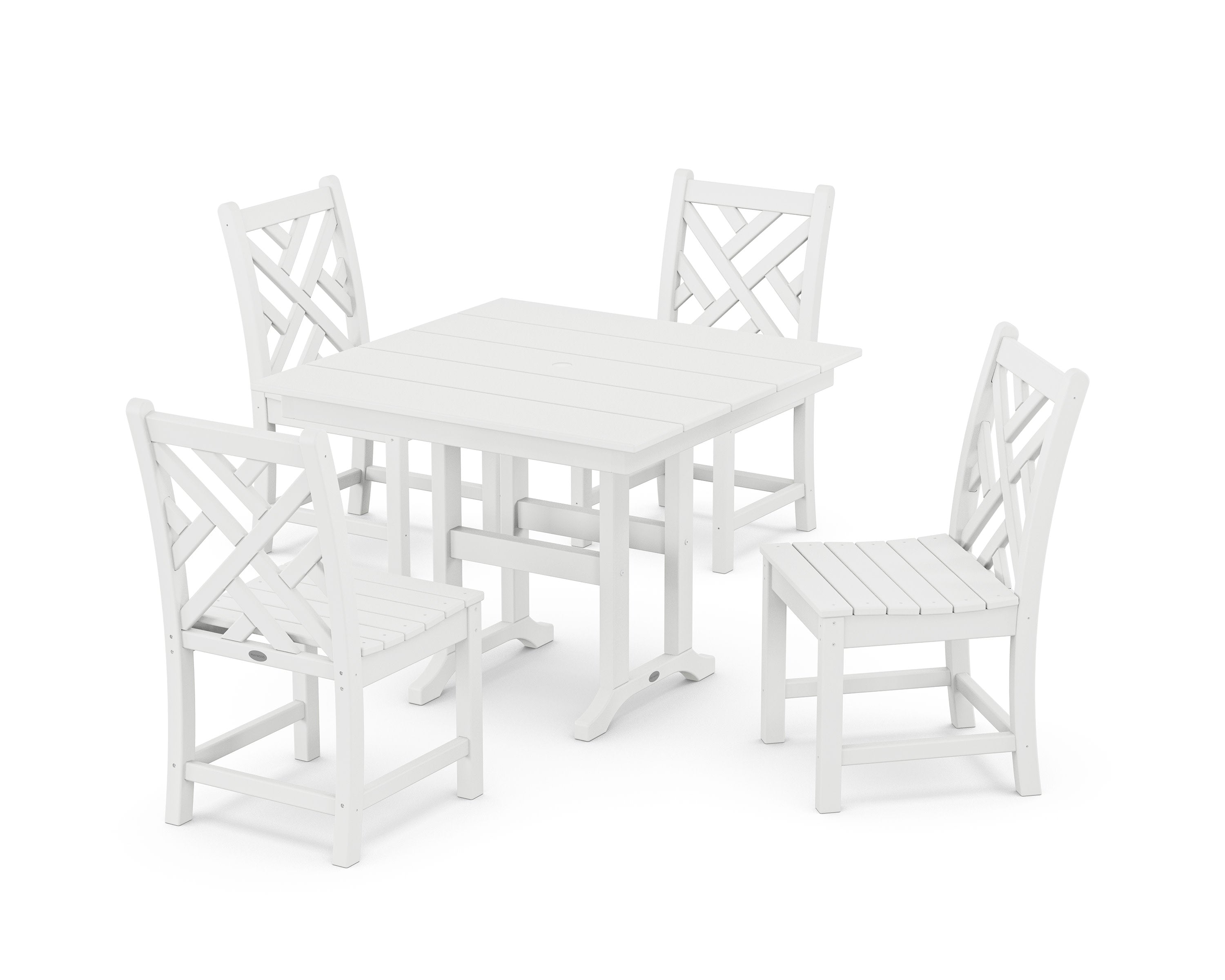 Chippendale Side Chair 5-Piece Farmhouse Dining Set in White