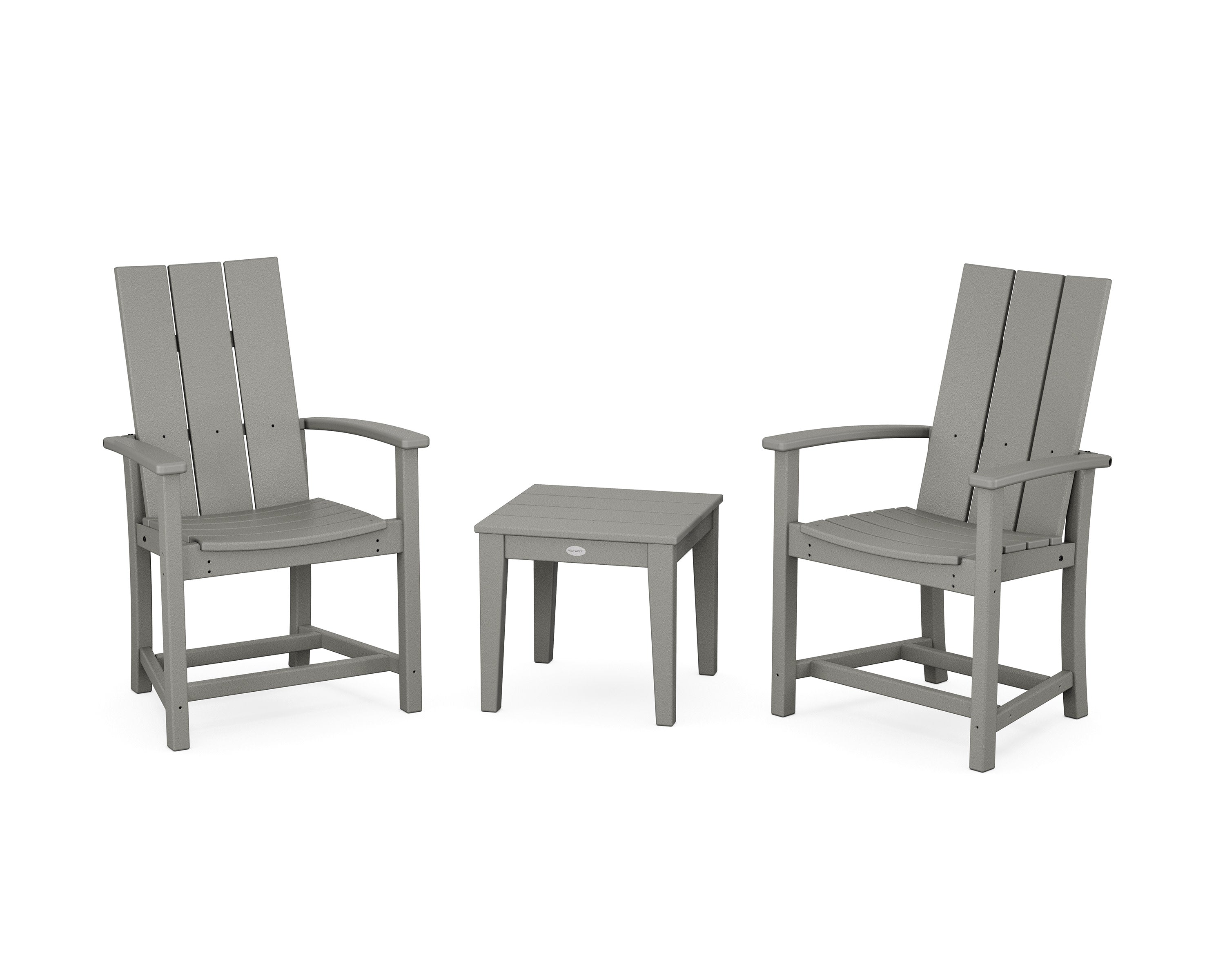 Modern 3-Piece Upright Adirondack Chair Set in Slate Grey
