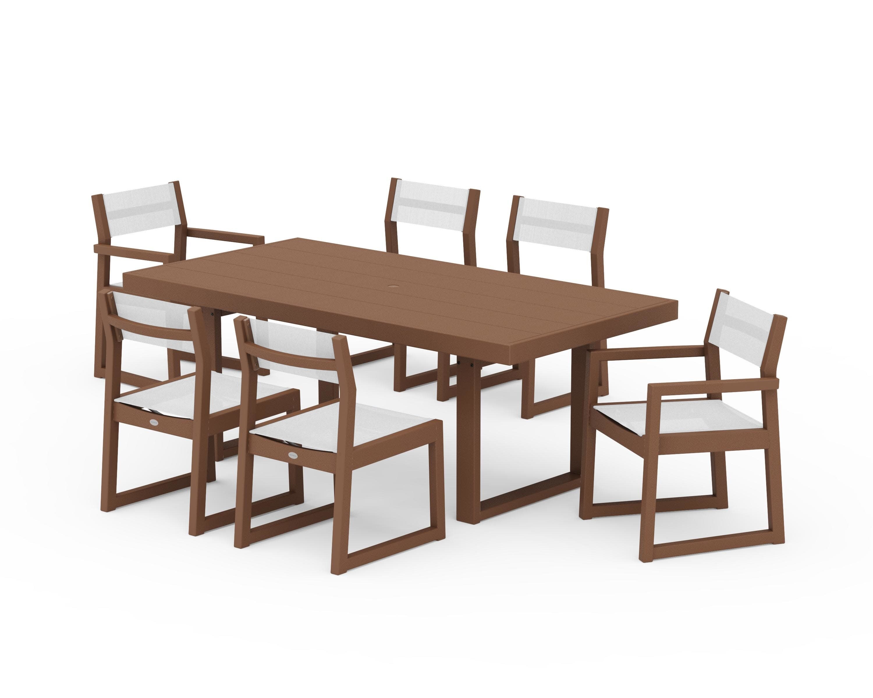 EDGE Sling 7-Piece Dining Set in Teak / White Sling