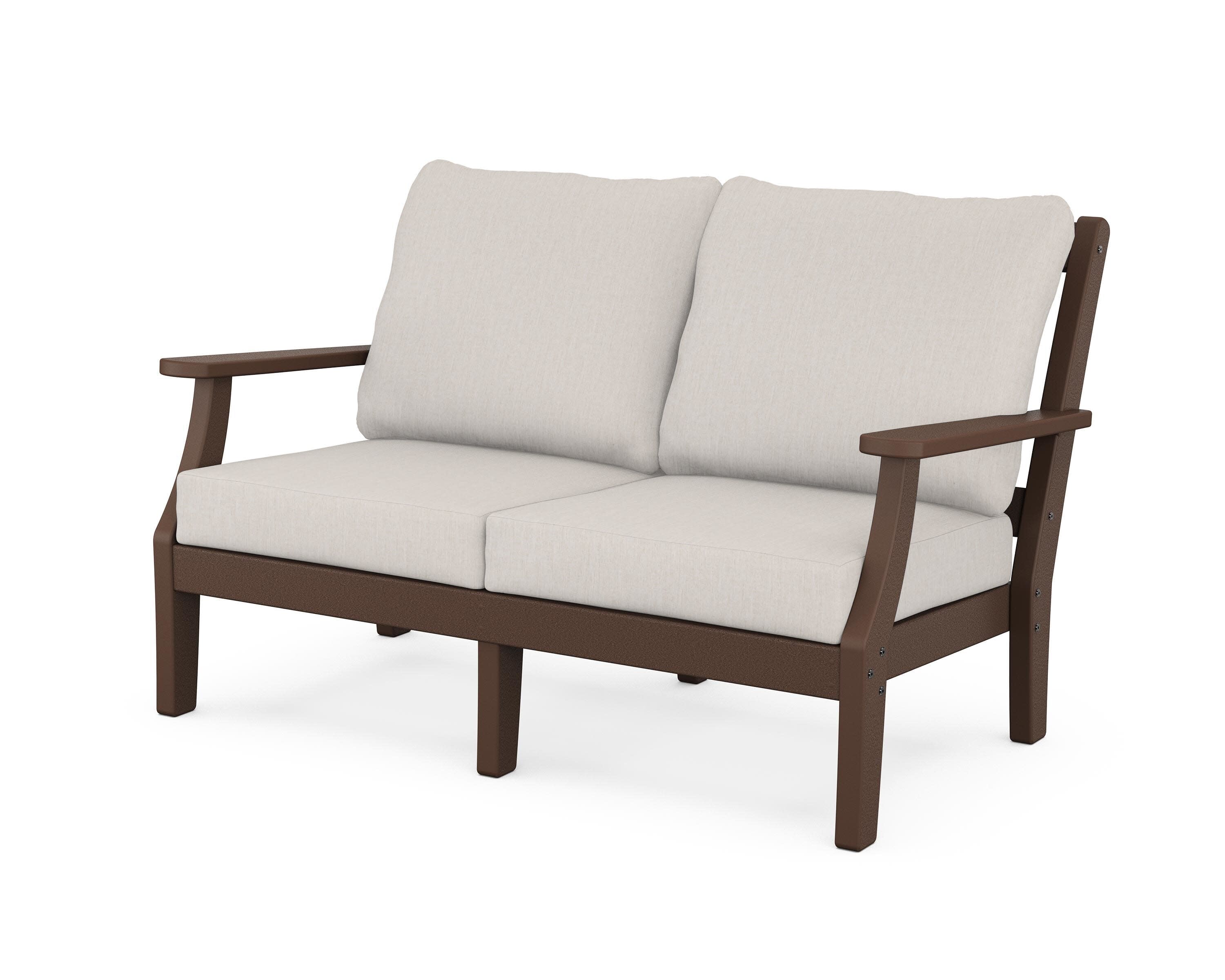Chinoiserie Deep Seating Loveseat in Mahogany / Cast Ash
