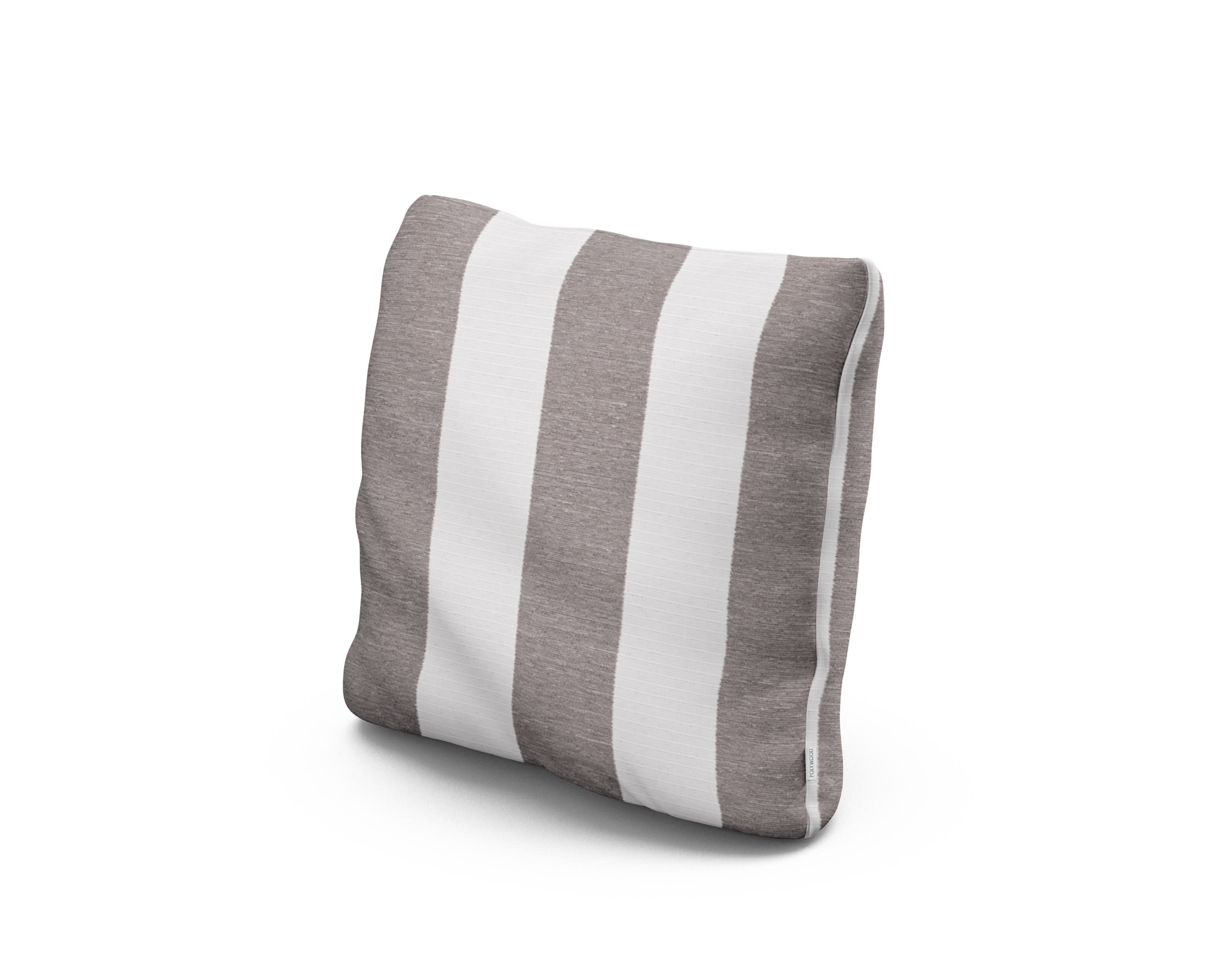 16" Outdoor Throw Pillow in Cabana Stripe Grey Mist