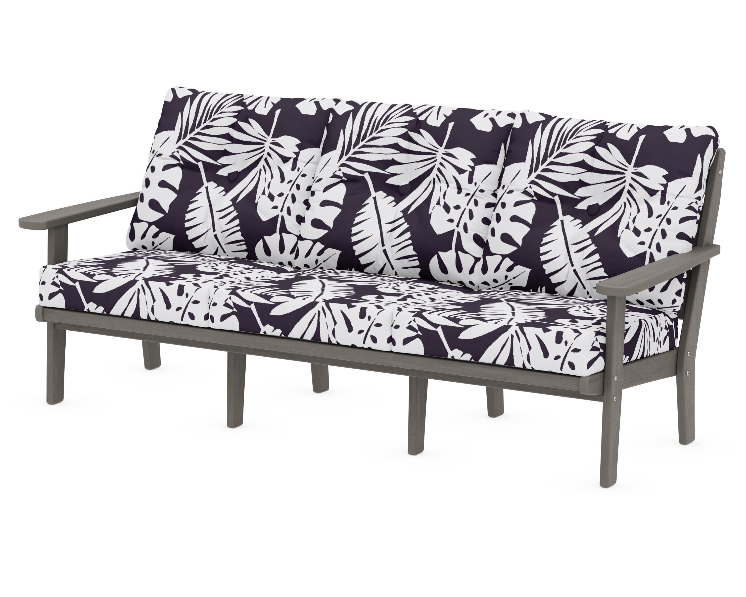 Lakeside Deep Seating Sofa in Driftwood / Leaf Navy