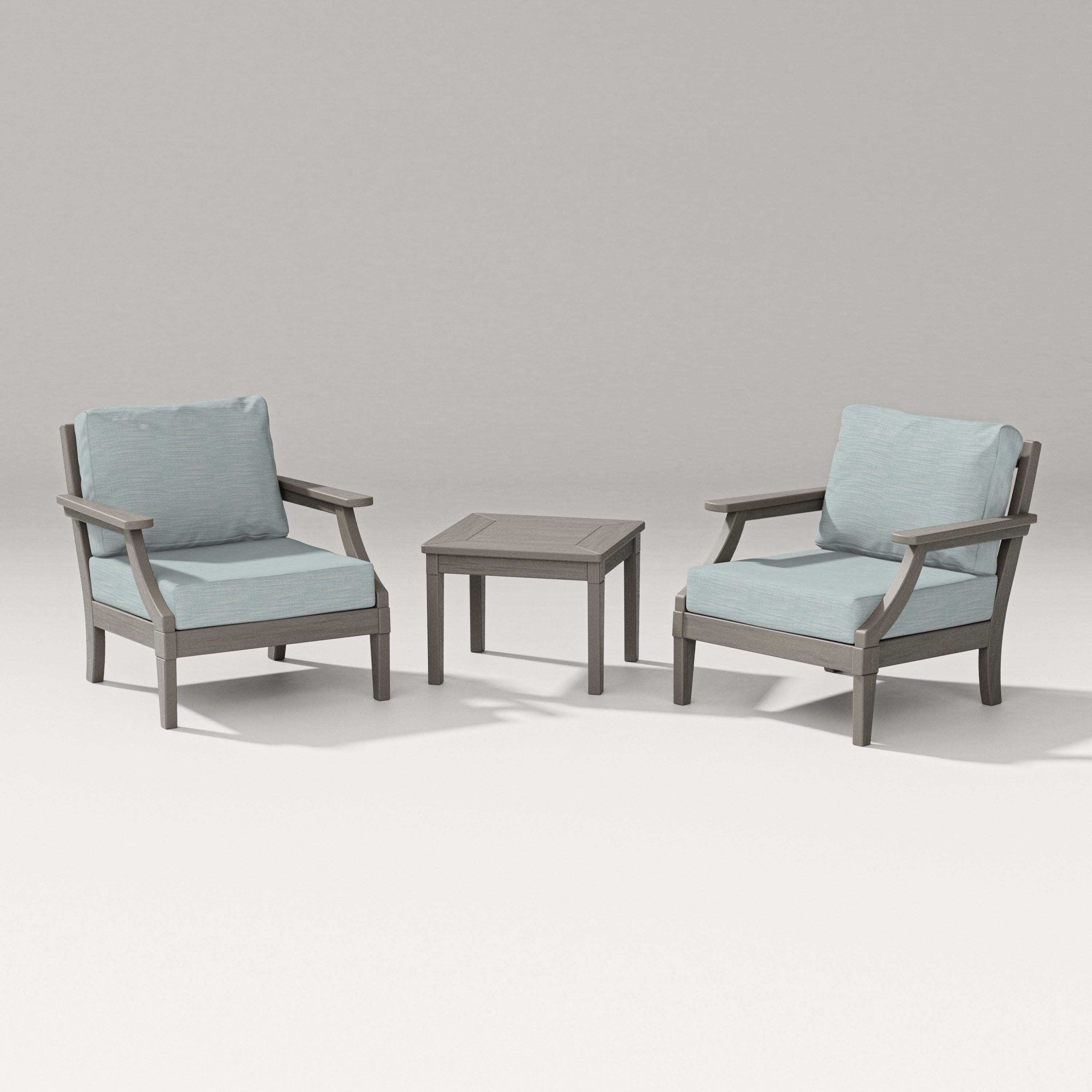Estate 3-Piece Lounge Chair Set in Driftwood / Soothe Mist