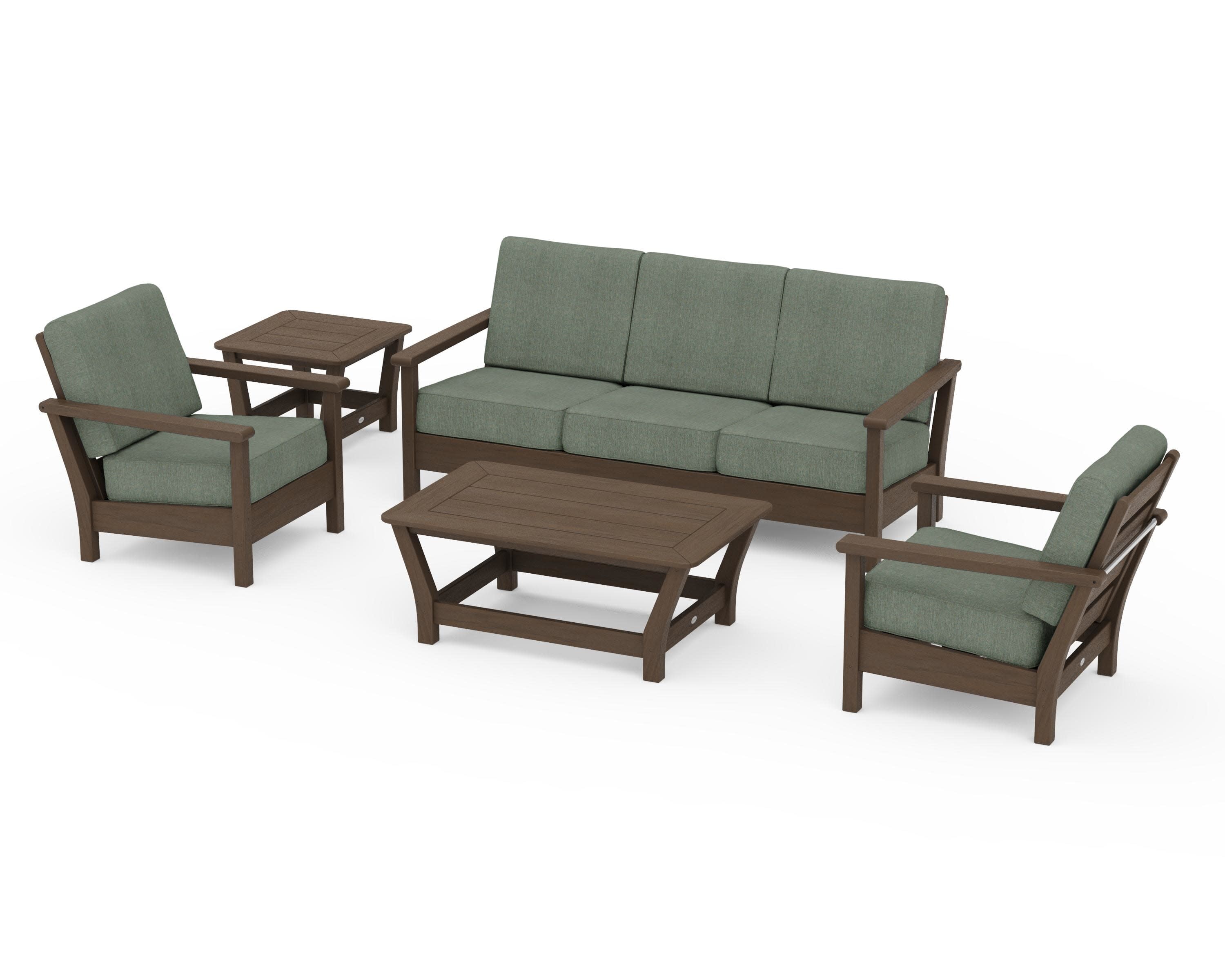Harbour 5-Piece Deep Seating Set in Kona / Cast Sage