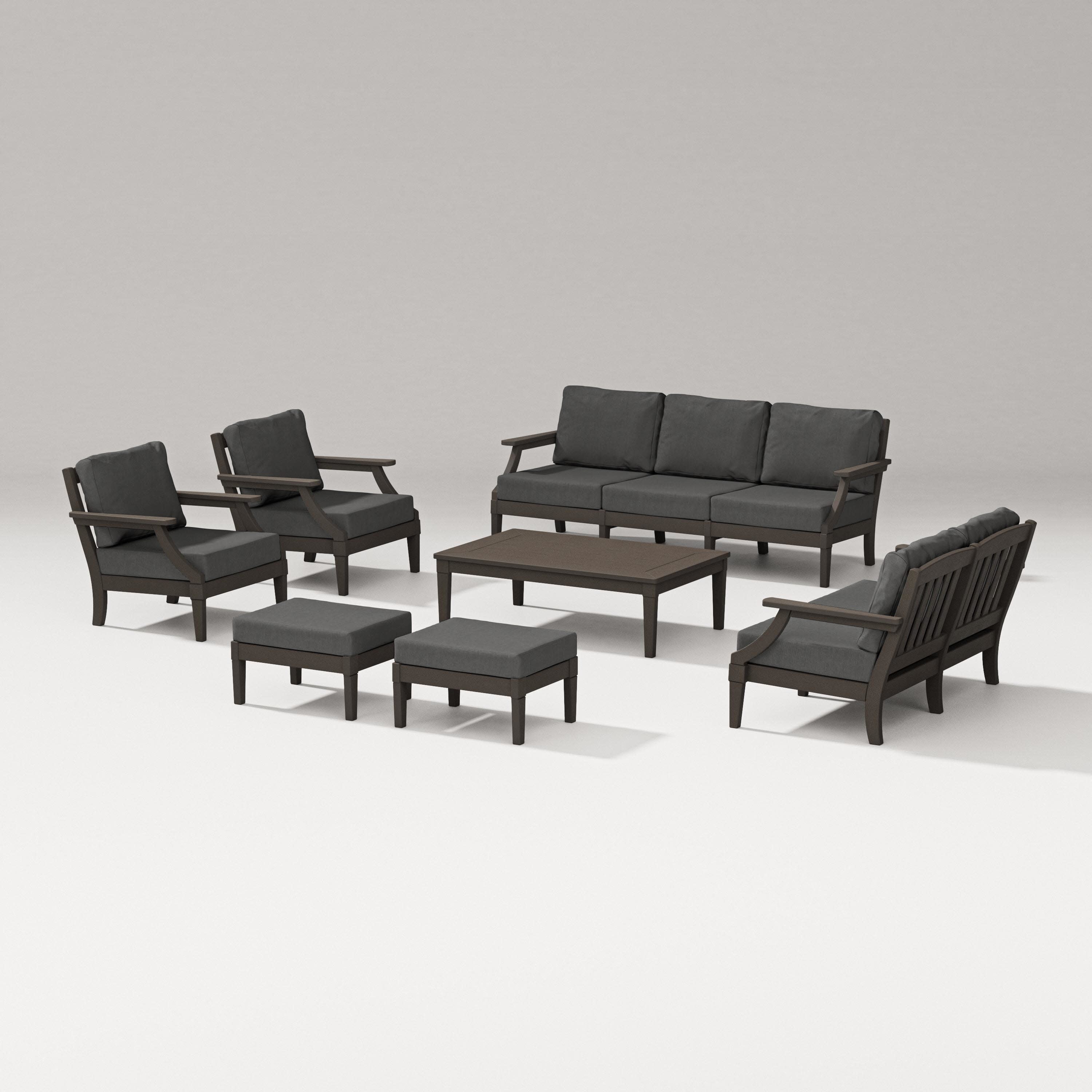Estate 7-Piece Lounge Sofa Set in Vintage Coffee / Spectrum Carbon