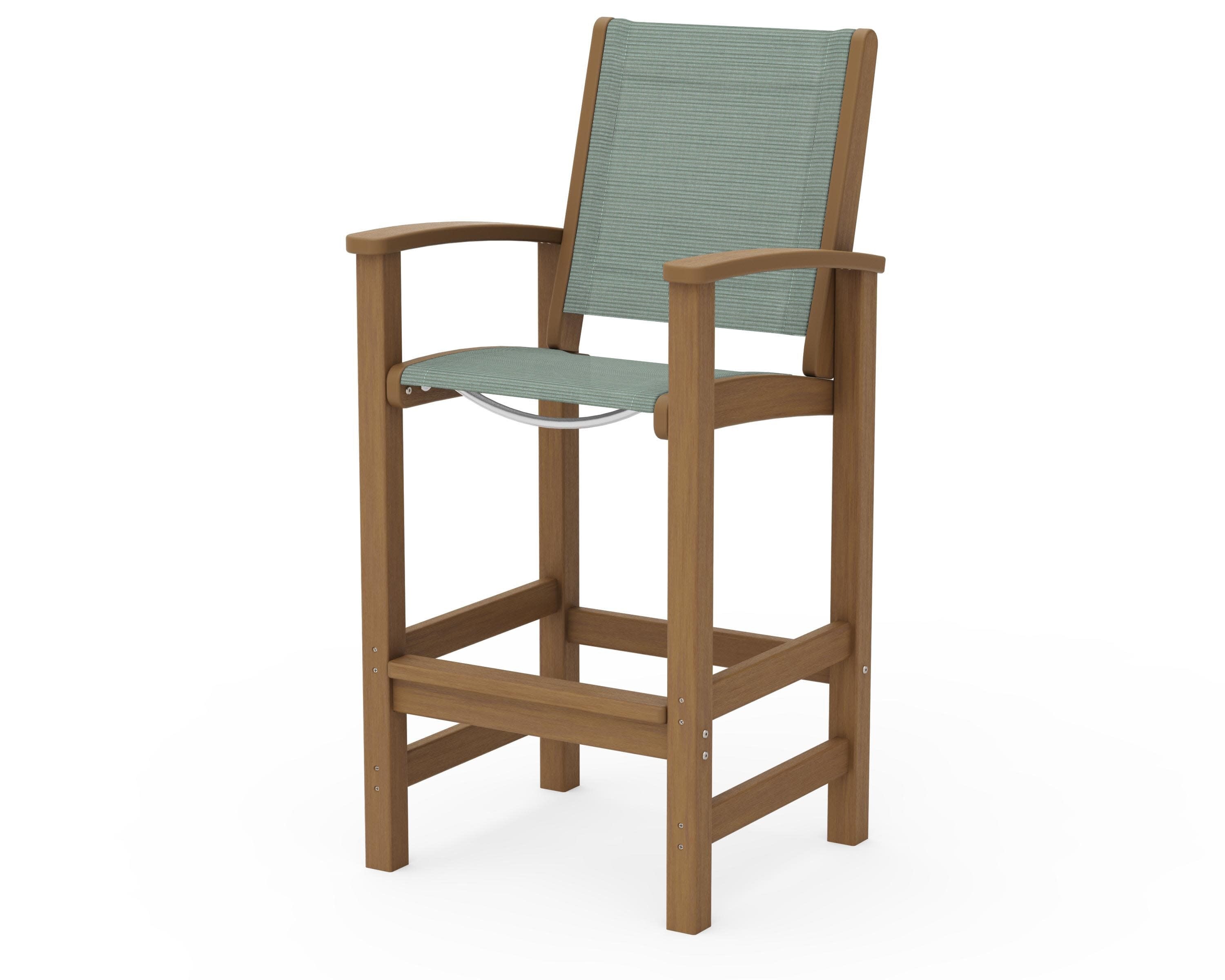Coastal Bar Chair in Natural / Dupioni Sea Mist Sling