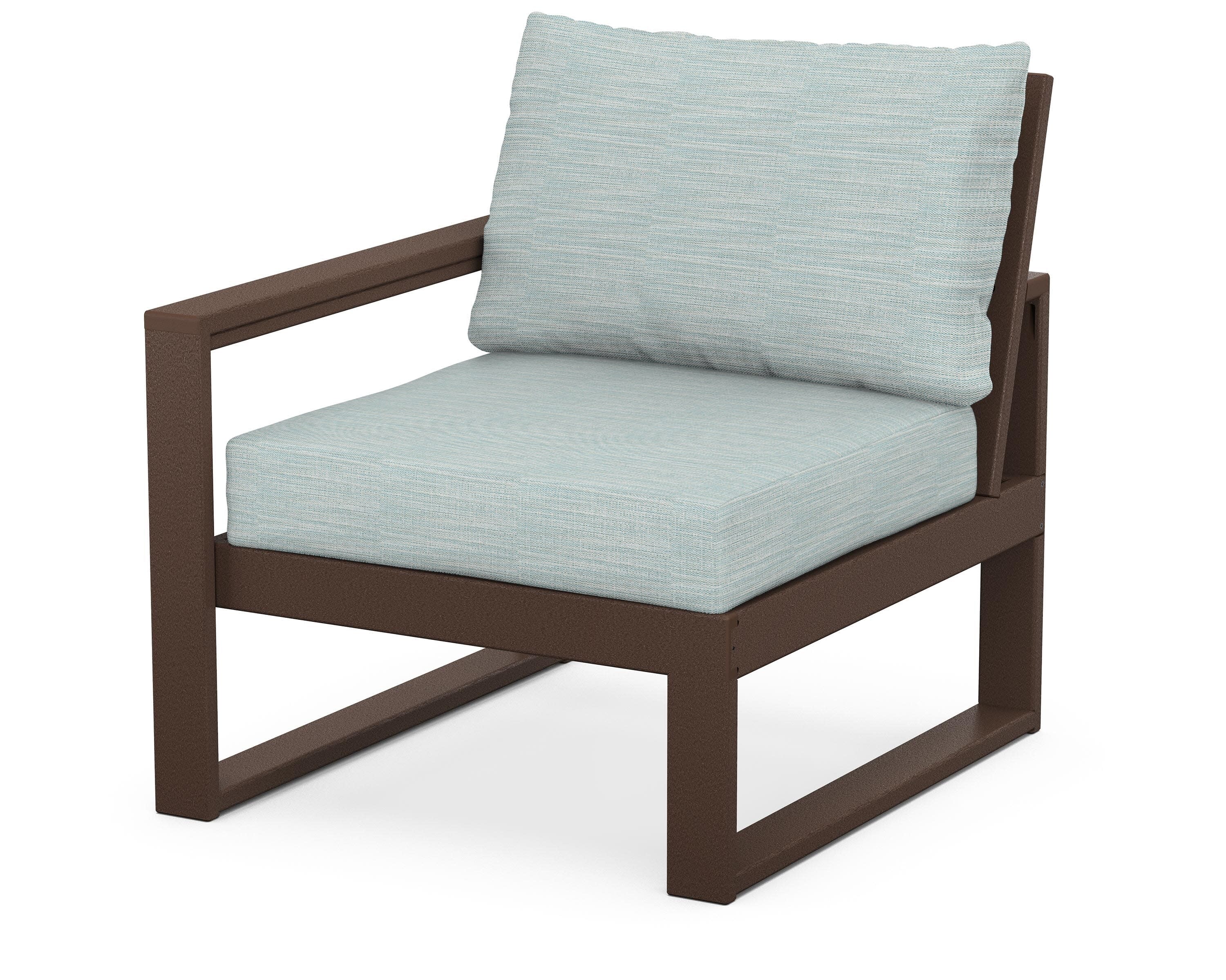 EDGE Modular Left Arm Chair in Mahogany / Soothe Mist