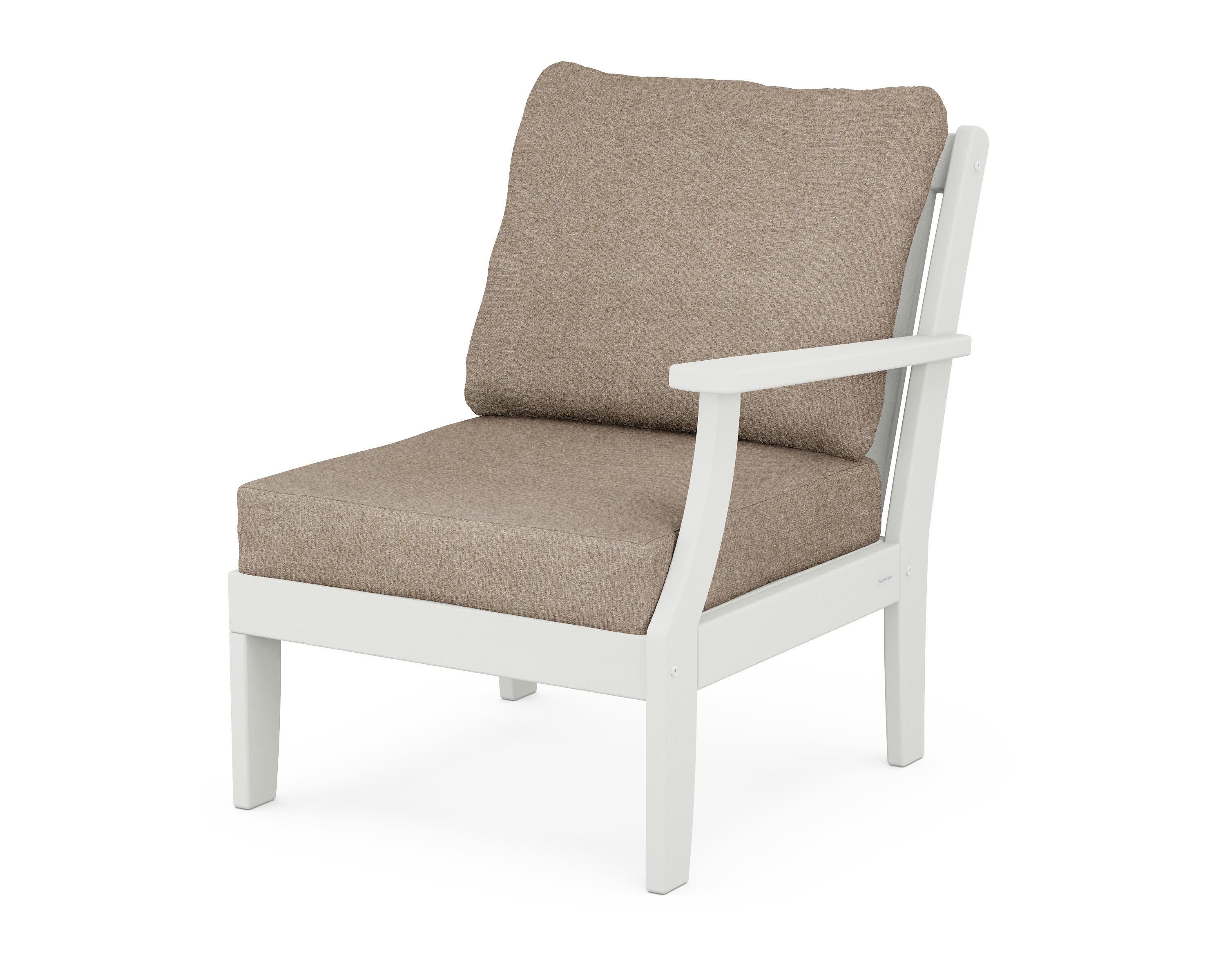 Braxton Modular Right Arm Chair in Vintage White / Spiced Burlap