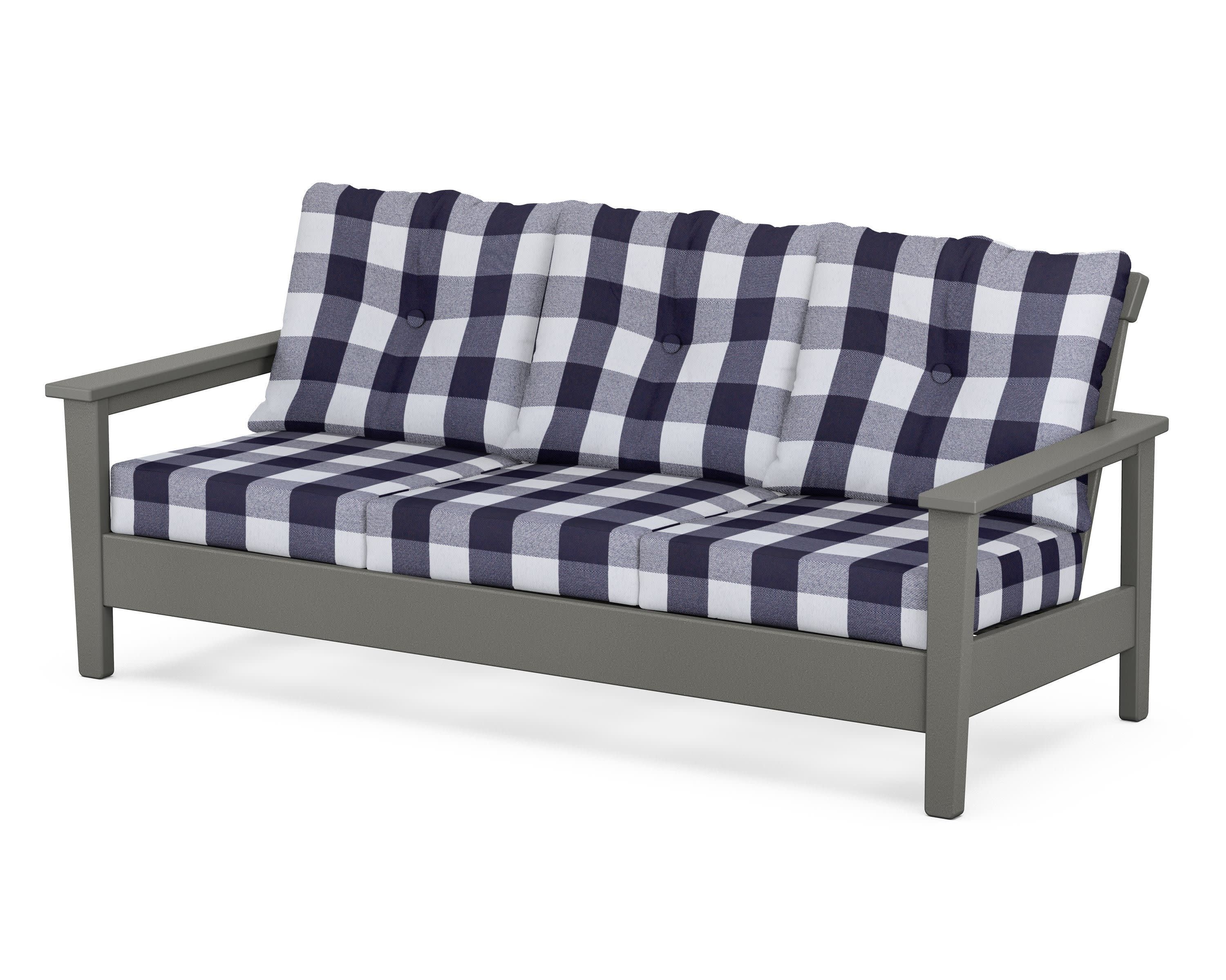 Prescott Deep Seating Sofa in Slate Grey / Buffalo Plaid Navy
