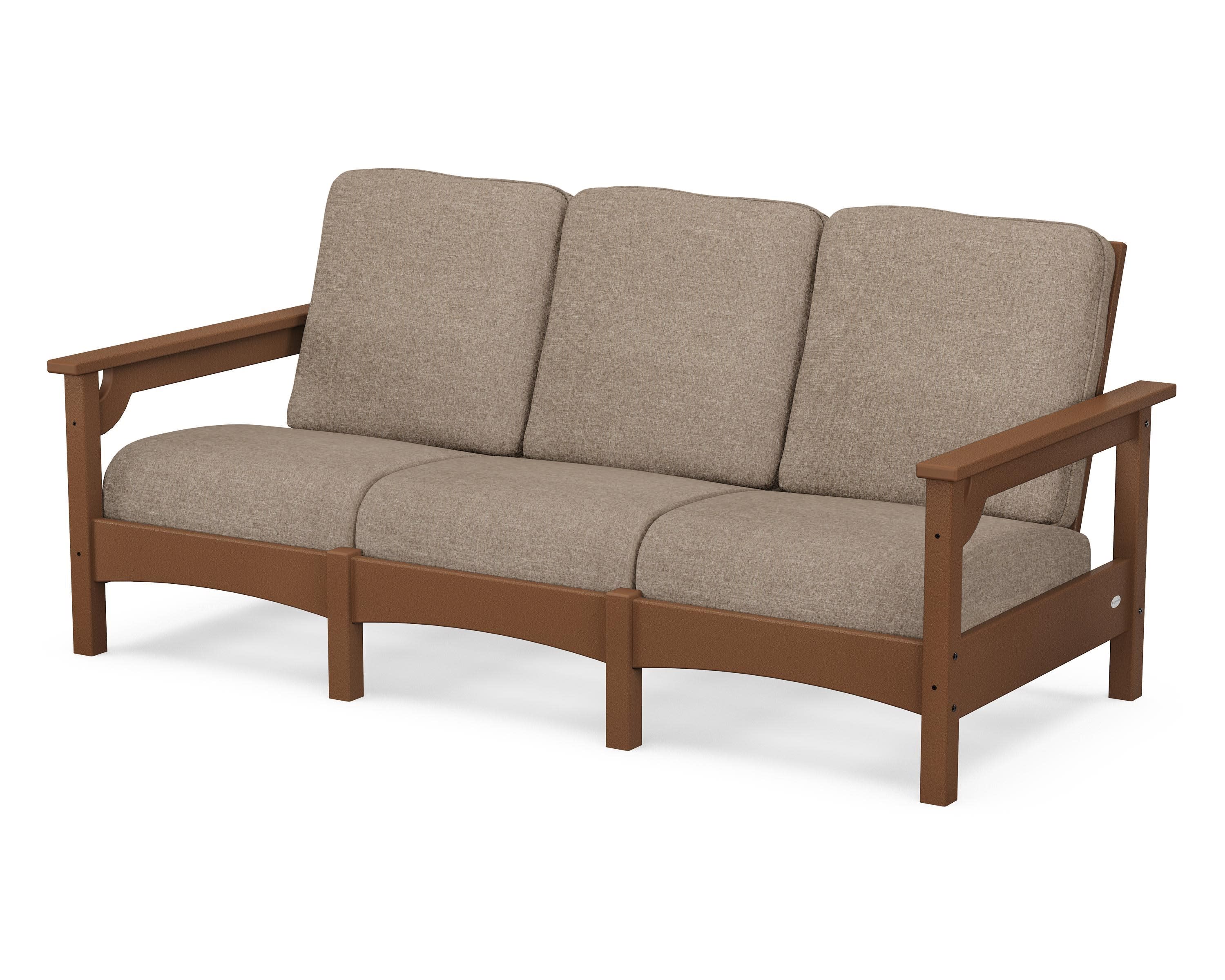 Club Sofa in Teak / Spiced Burlap