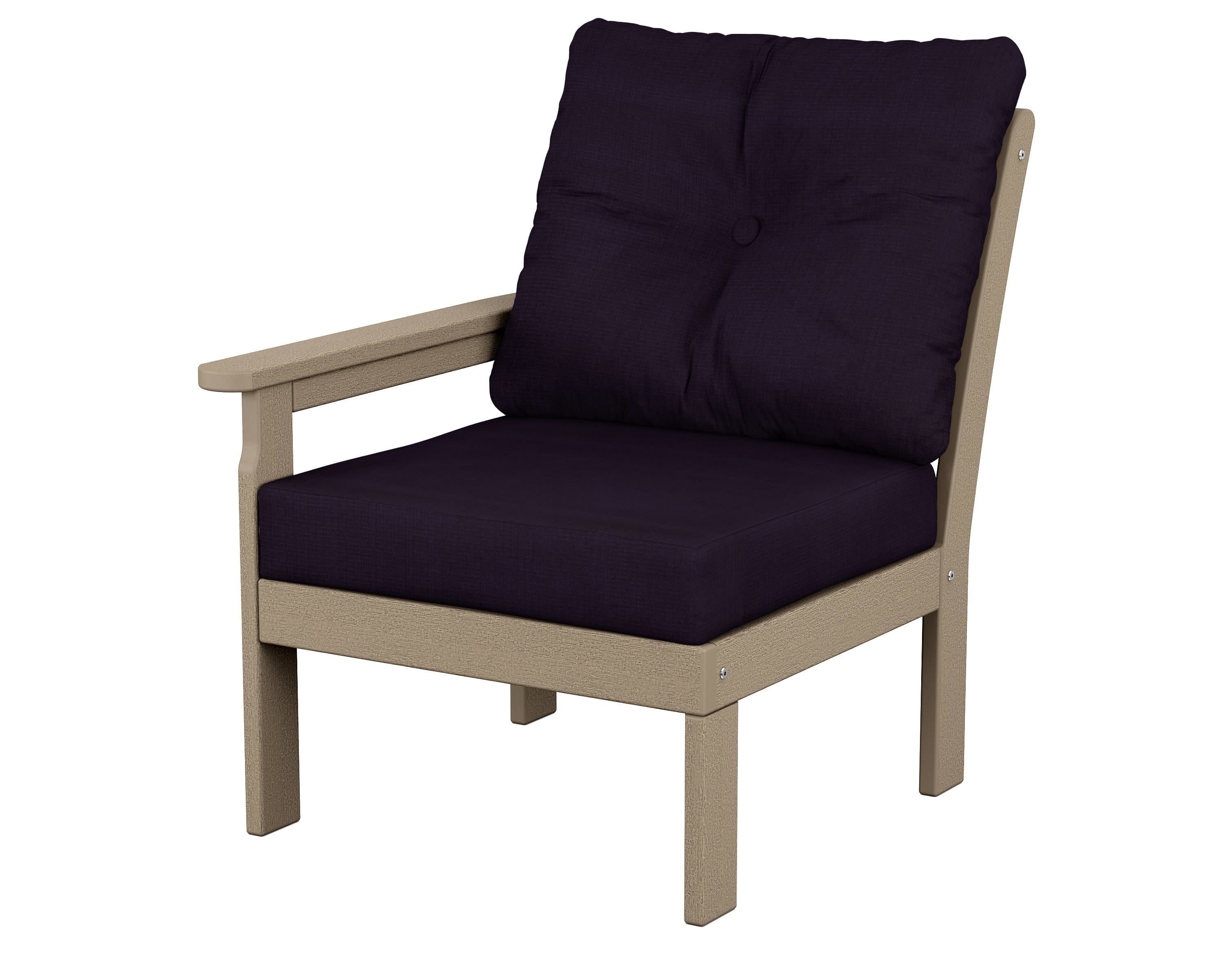 Vineyard Modular Left Arm Chair in Vintage Sahara / Navy Linen