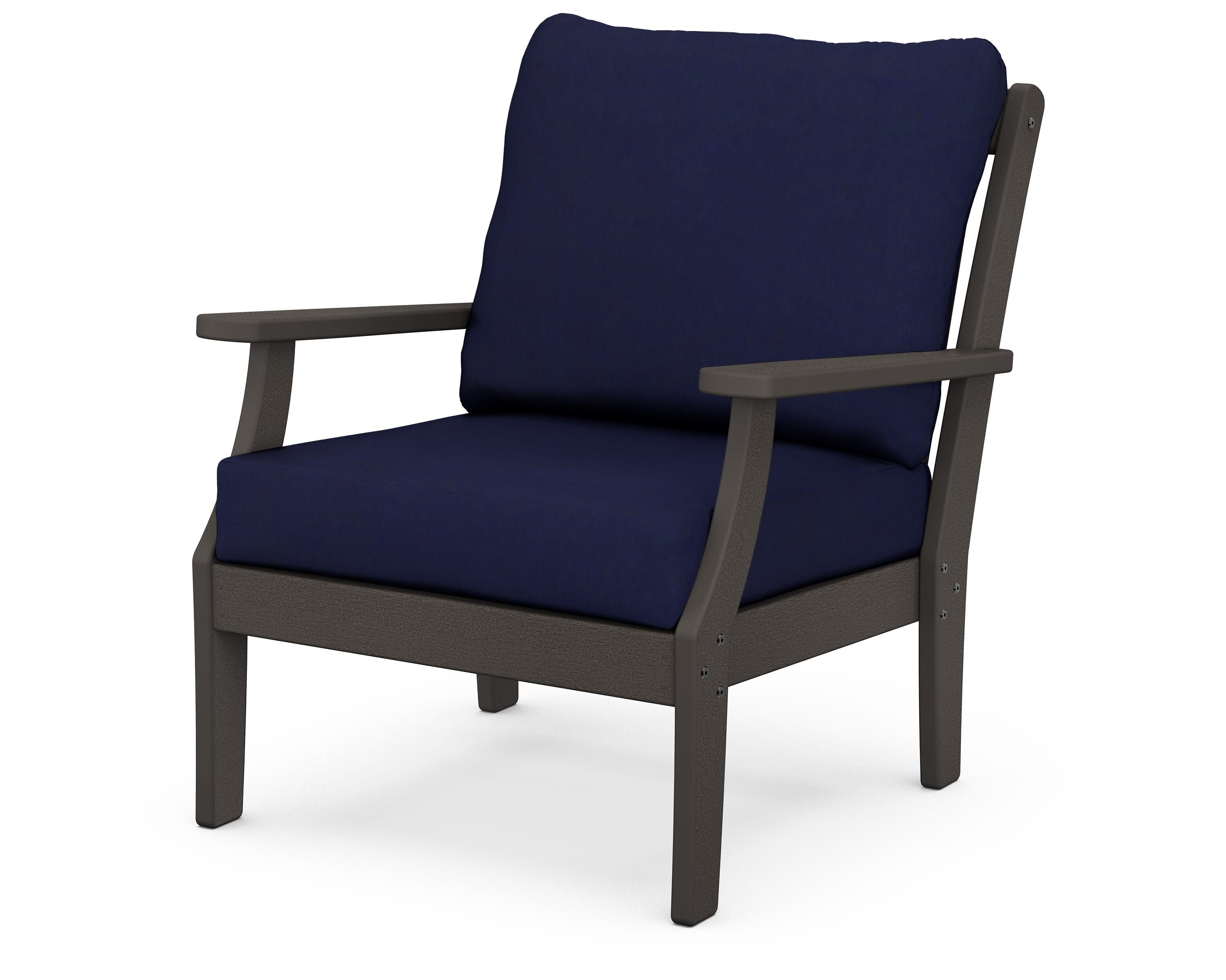 Braxton Deep Seating Chair in Vintage Coffee / Navy