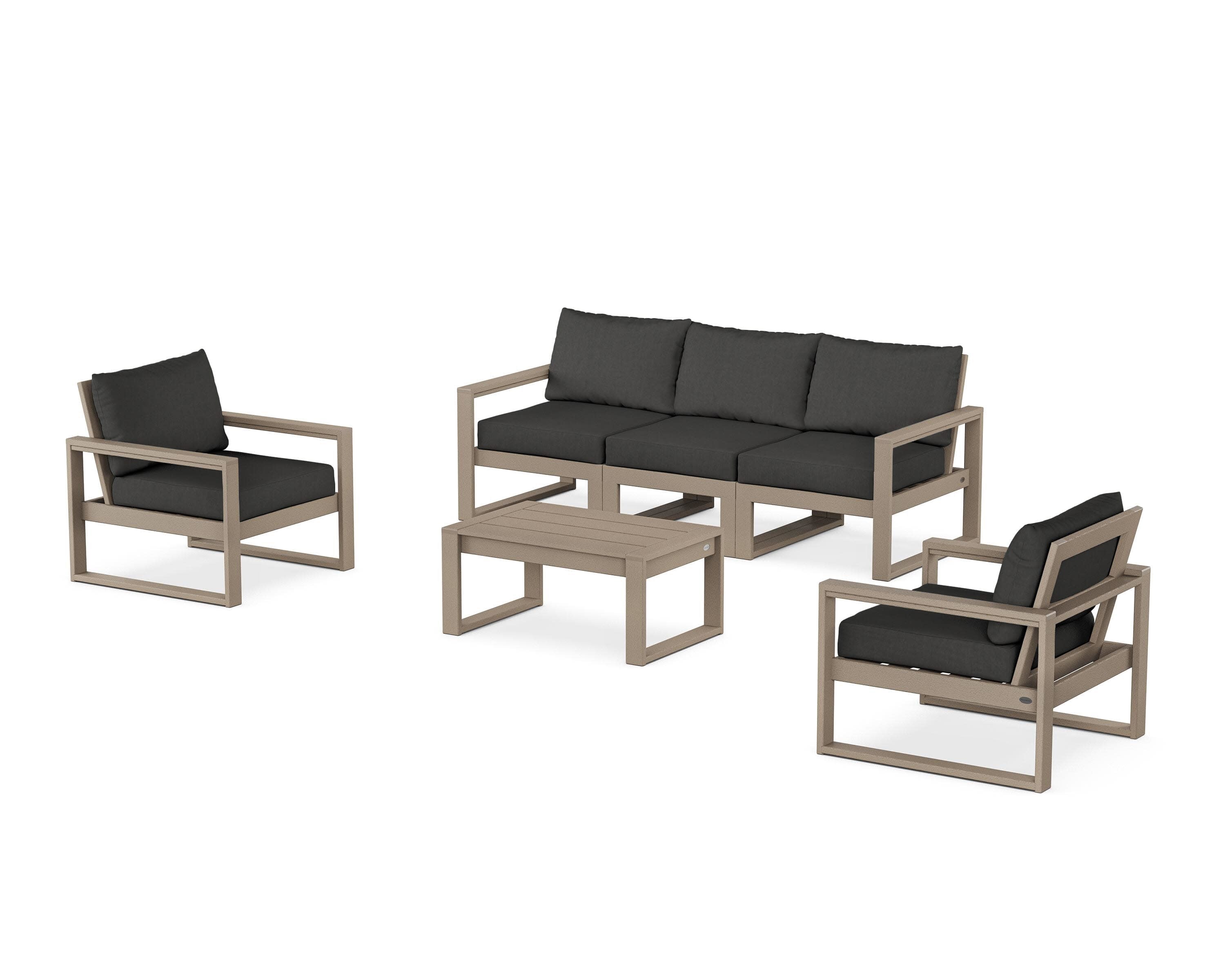 EDGE Sectional 4-Piece Deep Seating Set with Sofa in Vintage Sahara / Spectrum Carbon