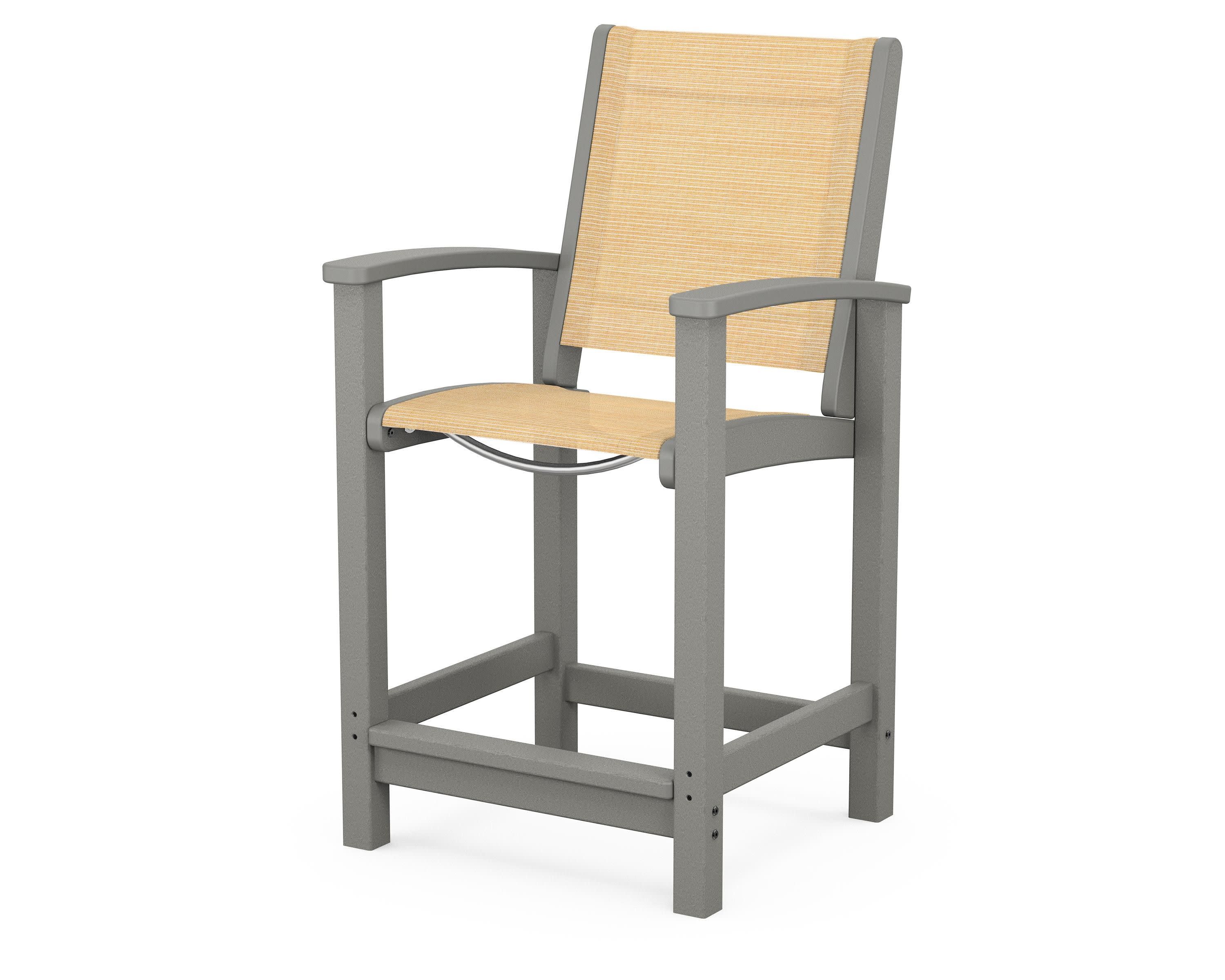 Coastal Counter Chair in Slate Grey / Dupioni Apricot Sling