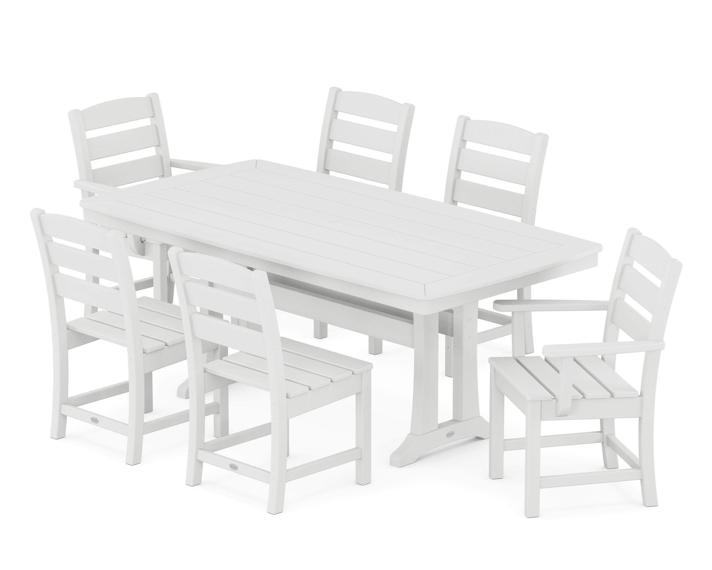 Lakeside 7-Piece Dining Set with Trestle Legs in Vintage White
