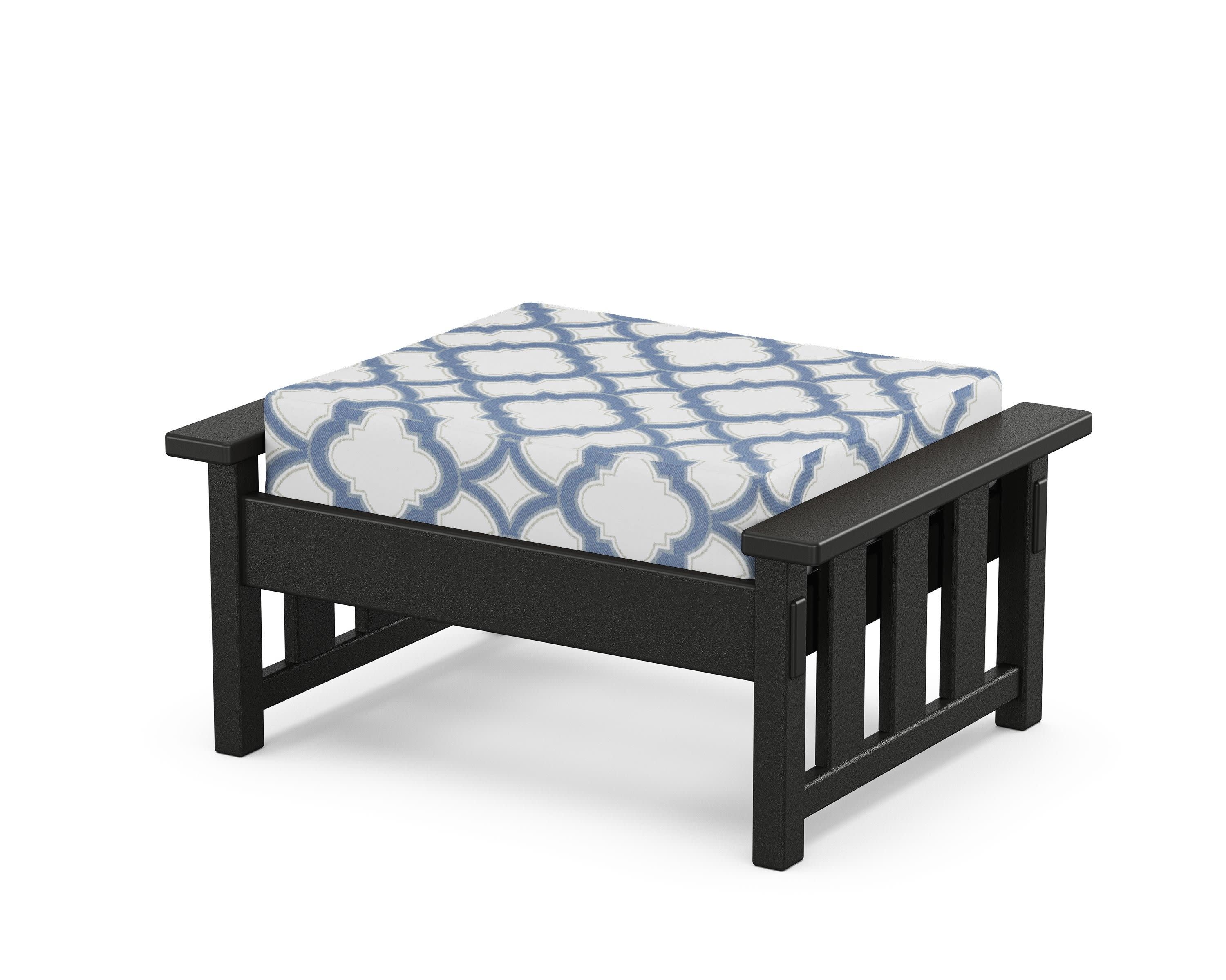 Acadia Deep Seating Ottoman in Black / Trellis Sky Blue