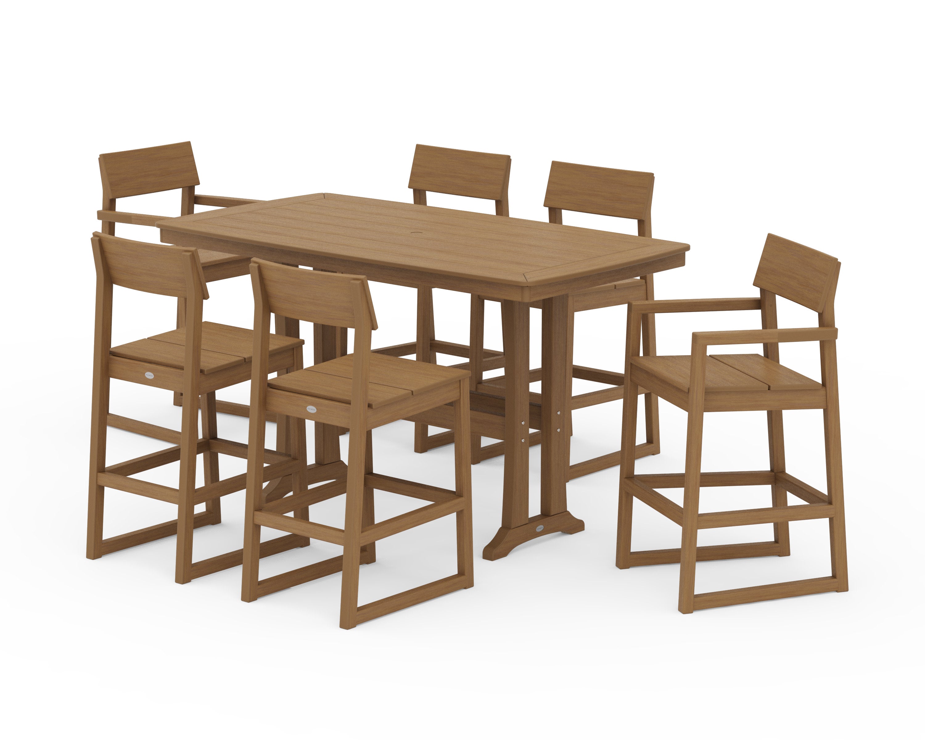 EDGE 7-Piece Bar Set with Trestle Legs in Natural