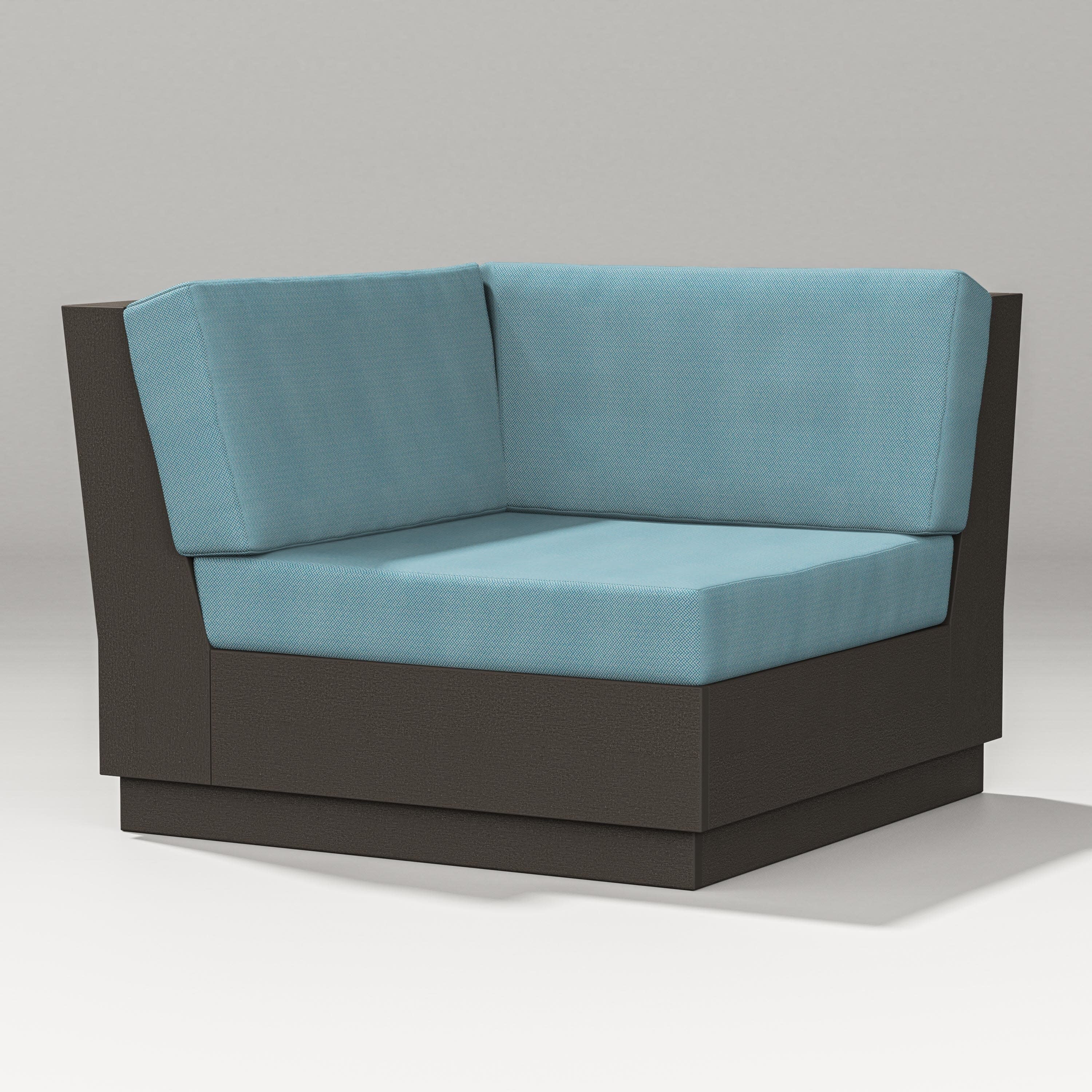 Elevate Modular Corner Chair in Vintage Coffee / Lattice Sky Blue