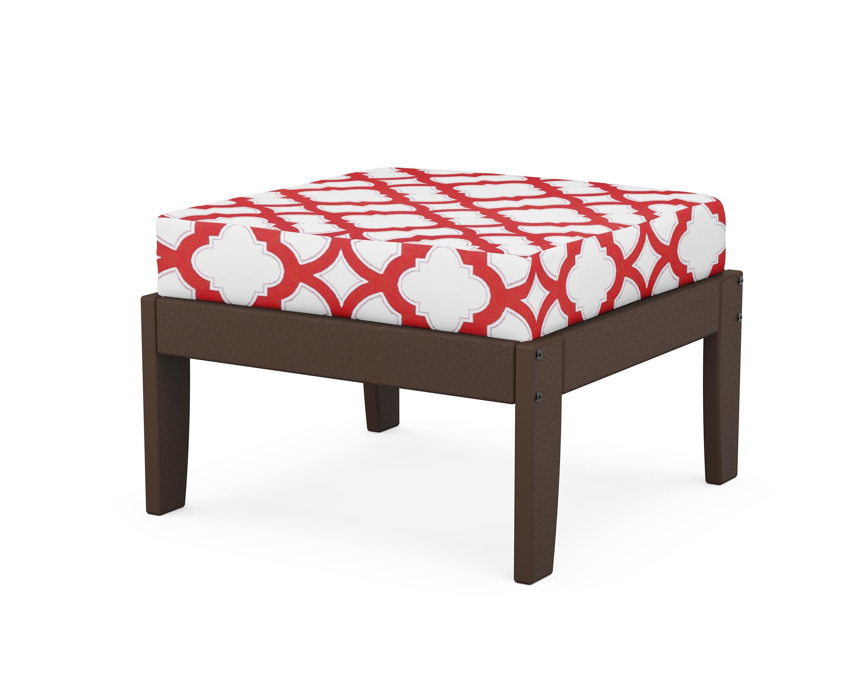 Modular Ottoman - Classic in Mahogany / Trellis Crimson
