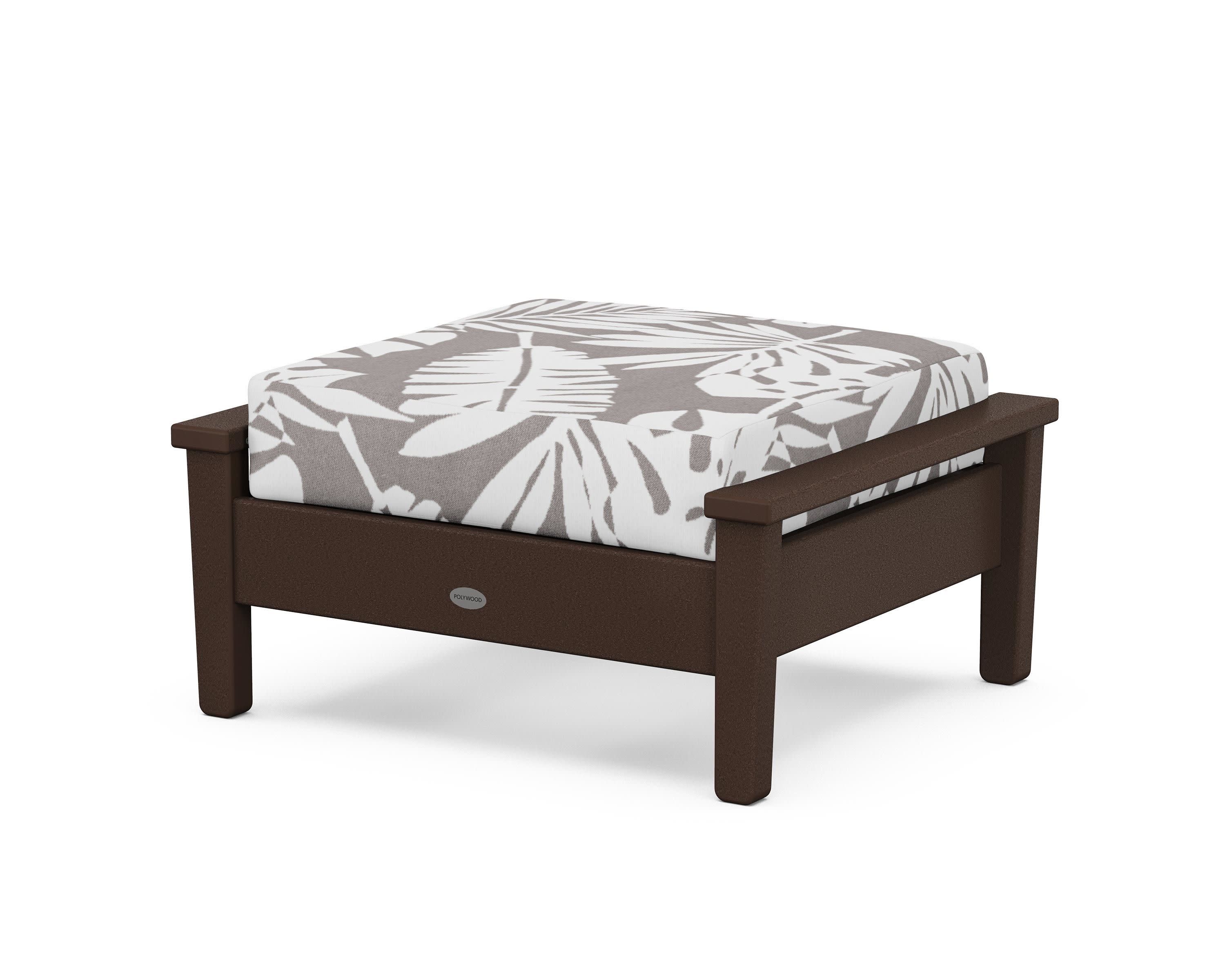 Prescott Deep Seating Ottoman in Mahogany / Leaf Grey Mist