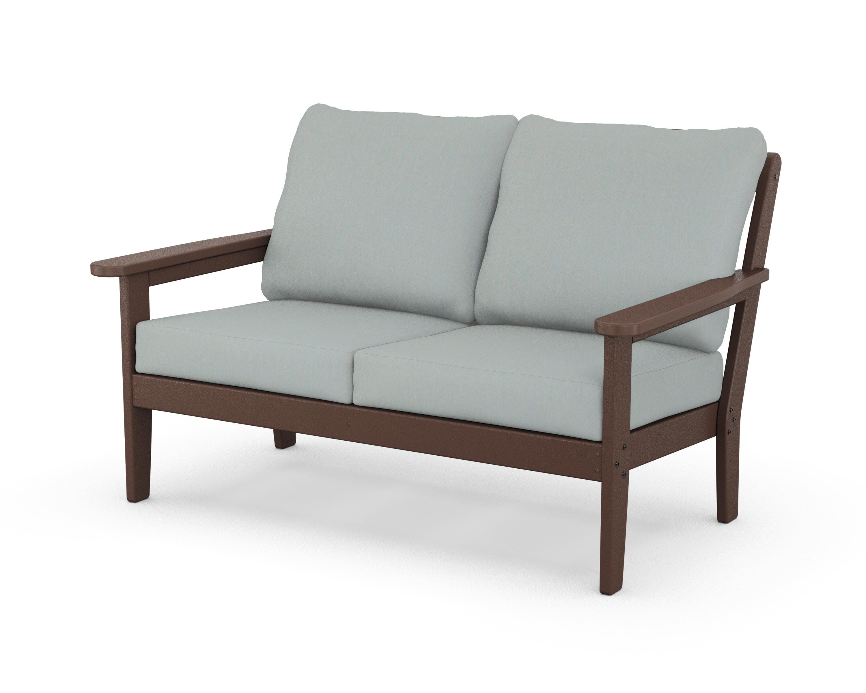Cottage Deep Seating Loveseat in Mahogany / Spa