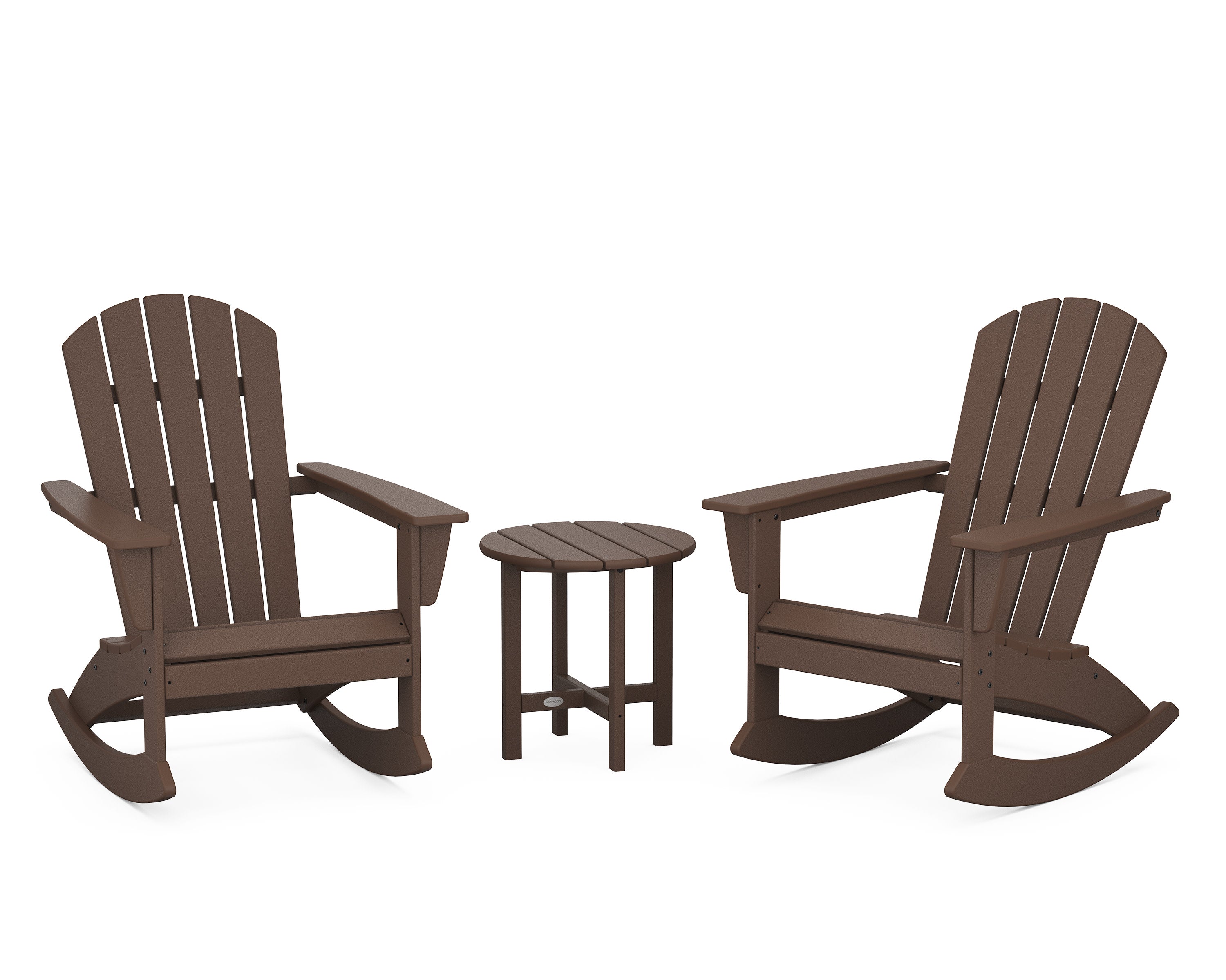 Nautical 3-Piece Adirondack Rocking Chair Set in Mahogany
