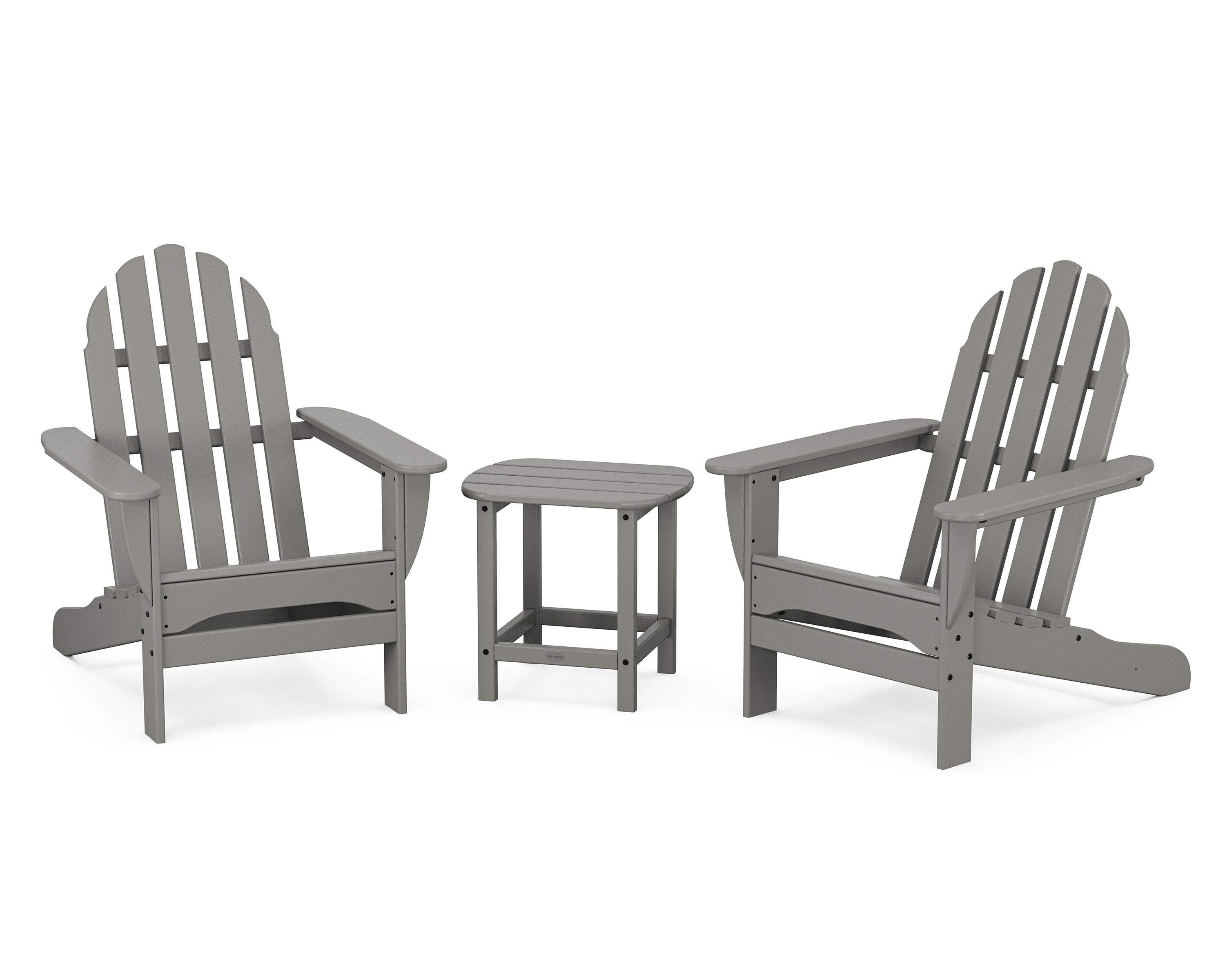 Classic Adirondack 3-Piece Set with South Beach 18" Side Table in Slate Grey