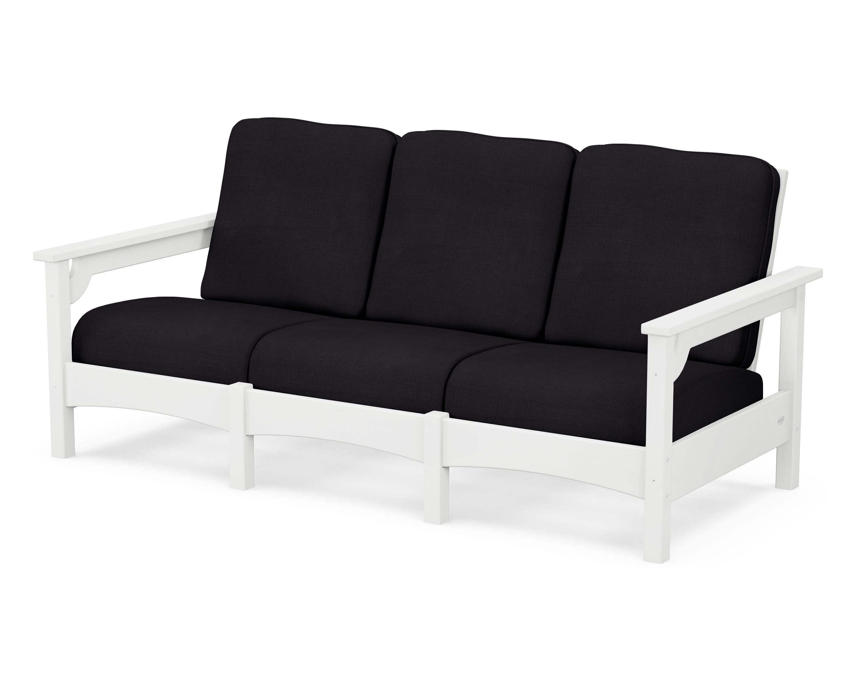 Club Sofa in White / Midnight Linen
