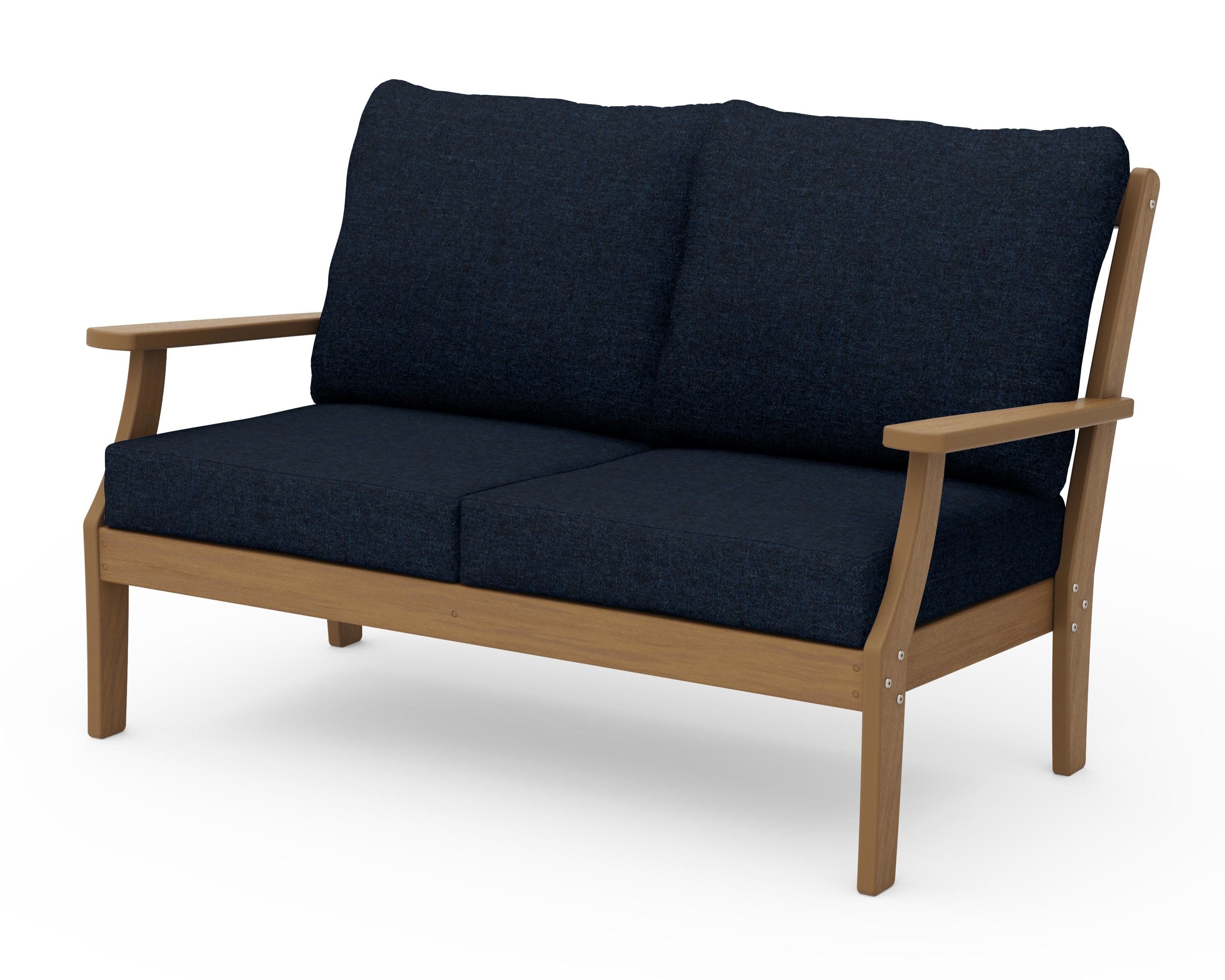 Braxton Deep Seating Loveseat in Natural / Marine Indigo