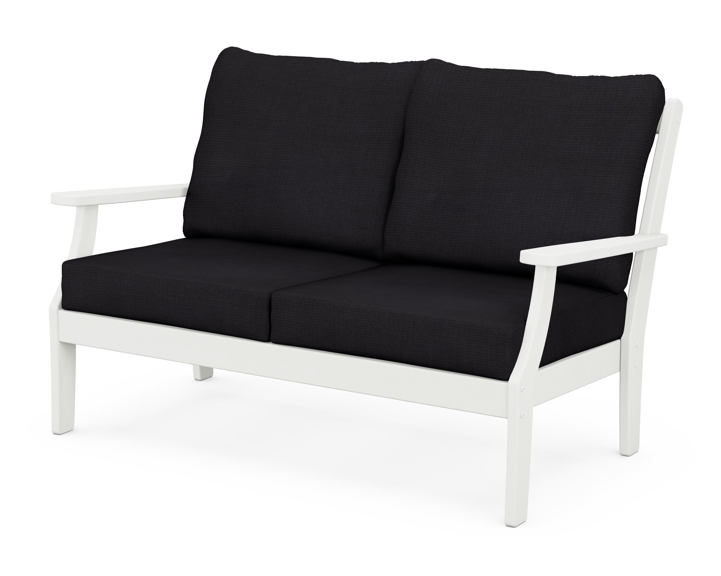 Braxton Deep Seating Loveseat in Vintage White / Midnight Linen