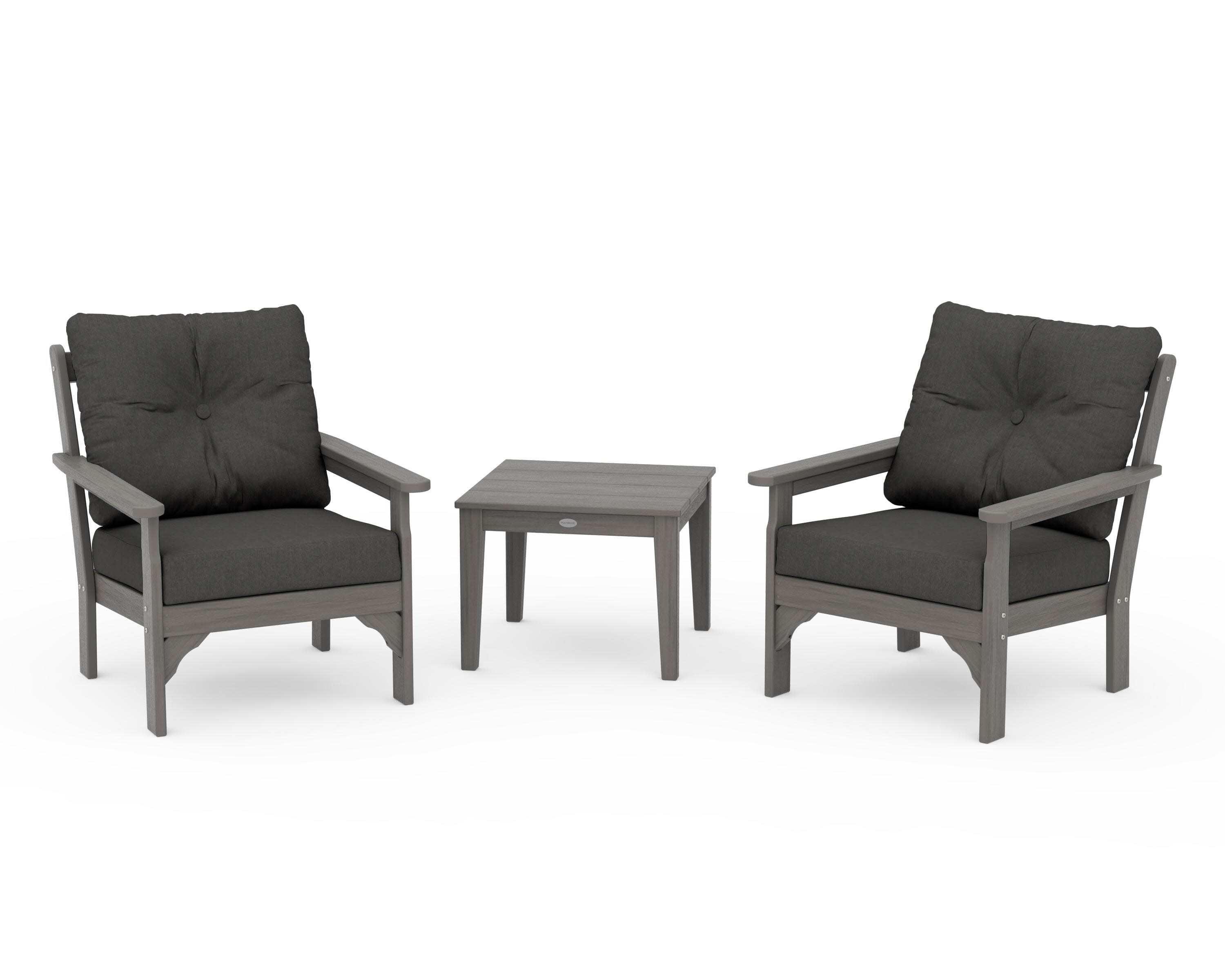 Vineyard 3-Piece Deep Seating Set in Driftwood / Spectrum Carbon