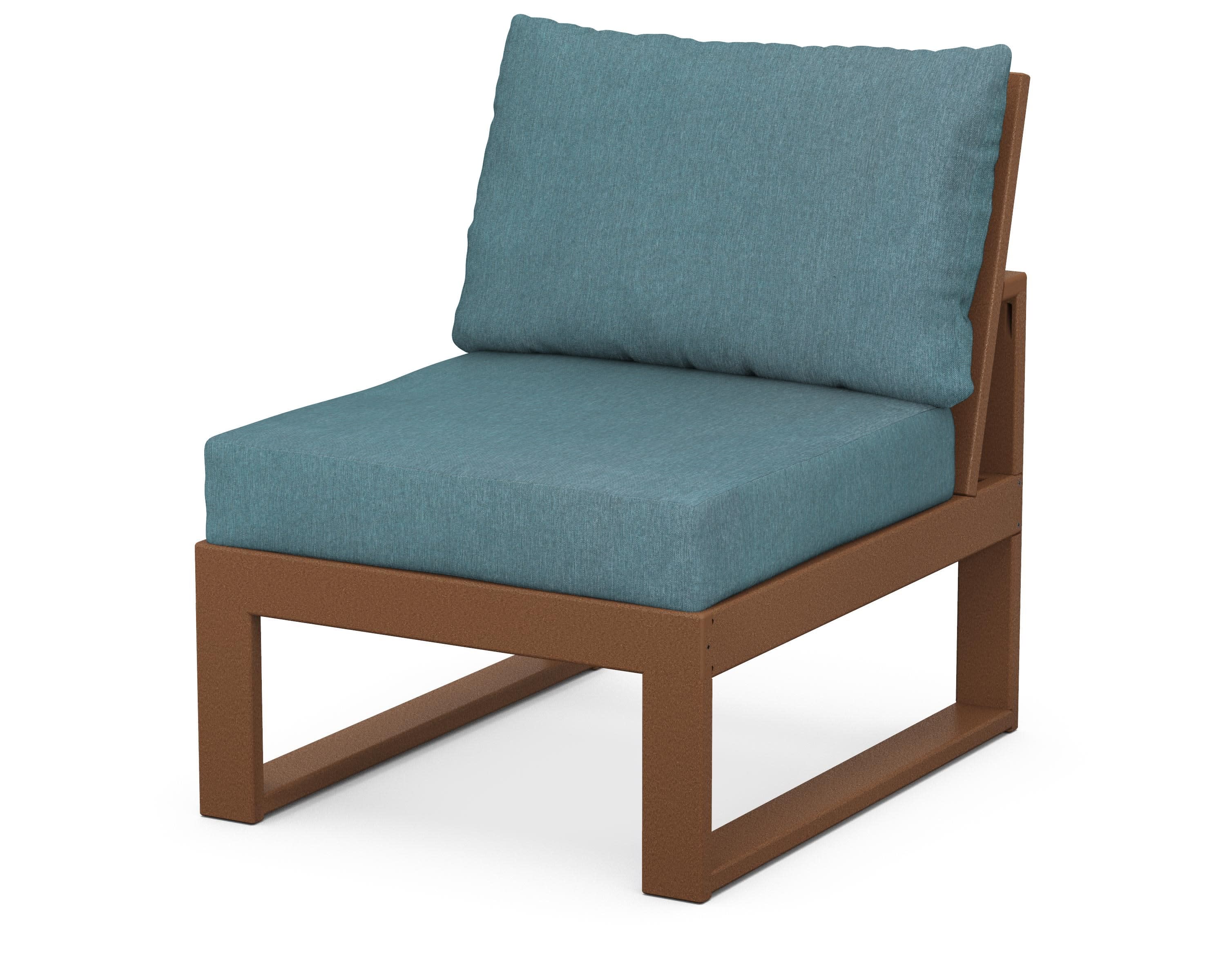 Modular Armless Chair in Teak / Ocean Teal