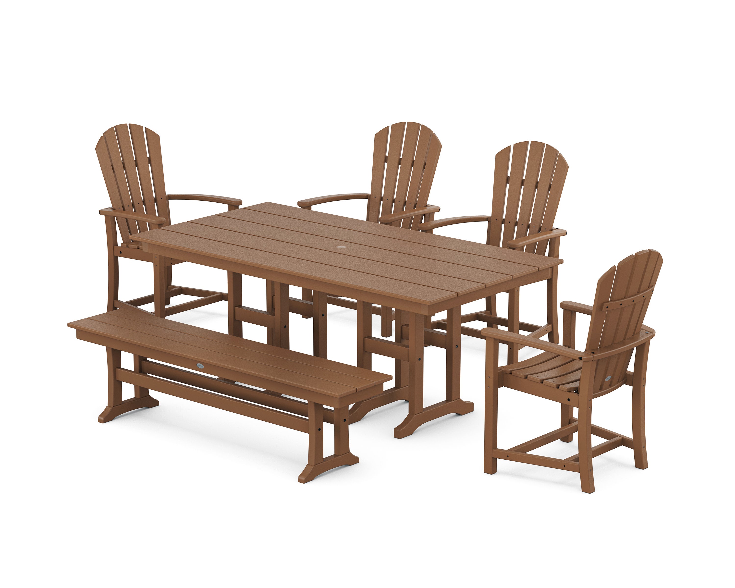 Palm Coast 6-Piece Farmhouse Dining Set with Bench in Teak