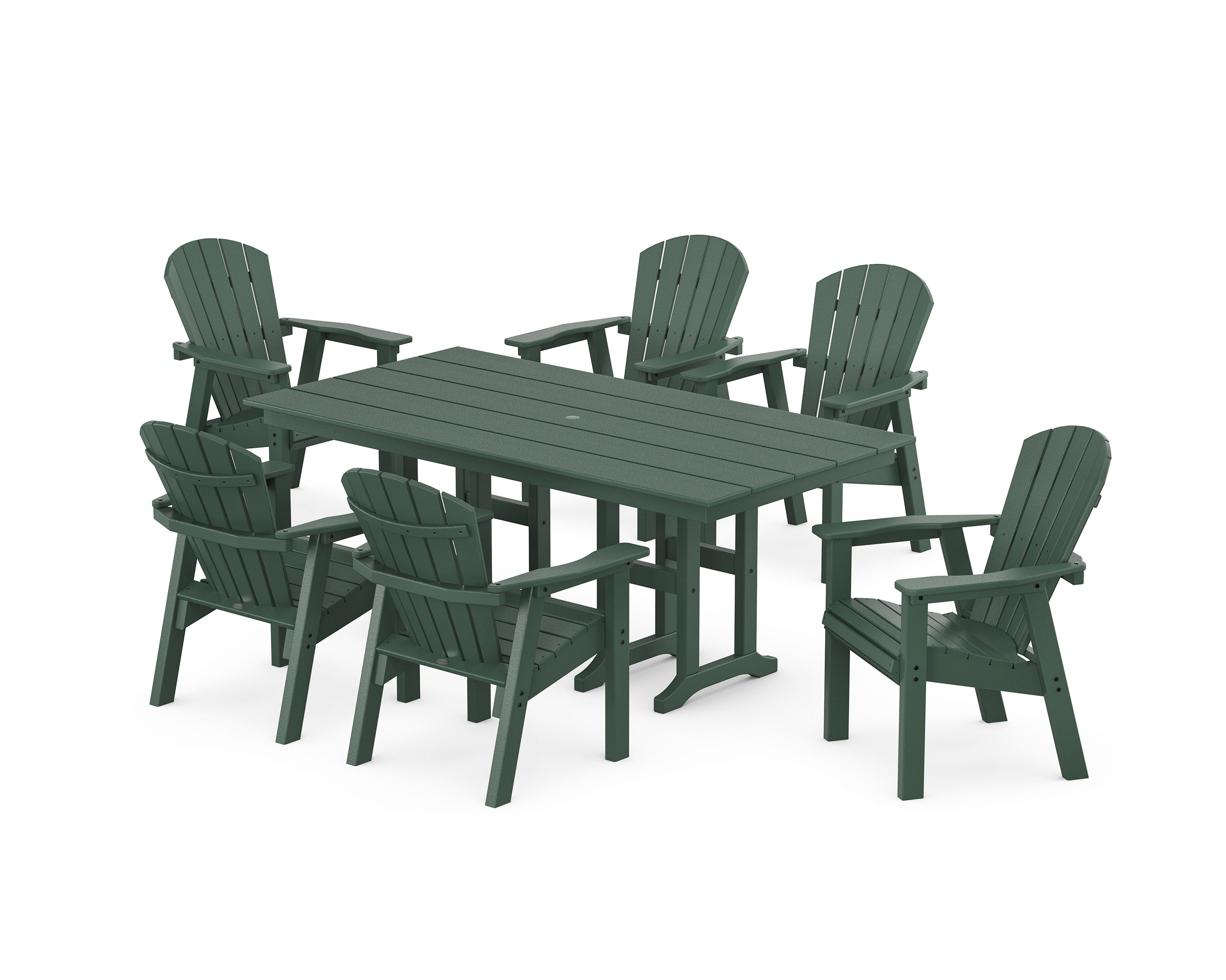 Seashell 7-Piece Farmhouse Dining Set in Green