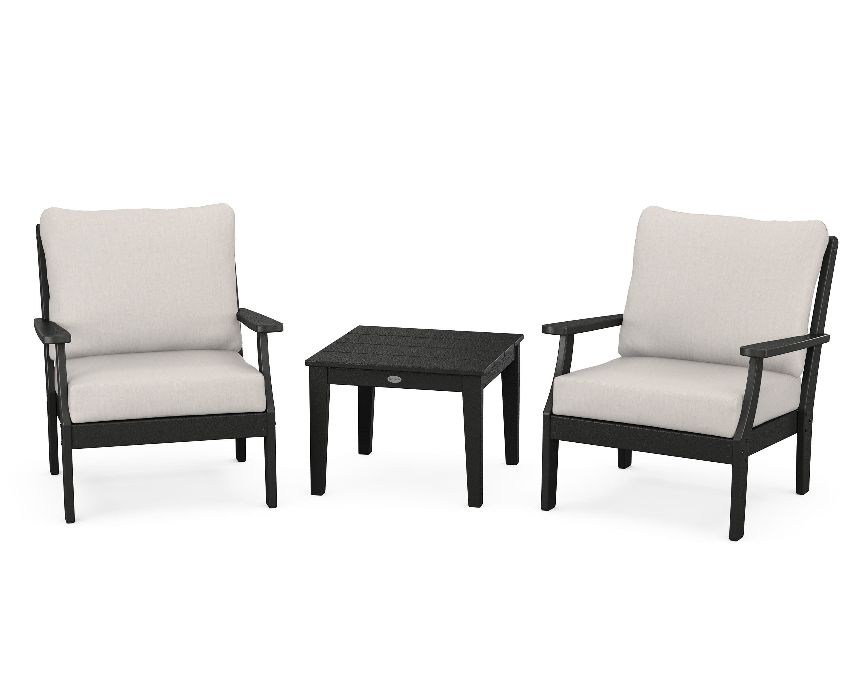 Braxton 3-Piece Deep Seating Set in Black / Cast Ash