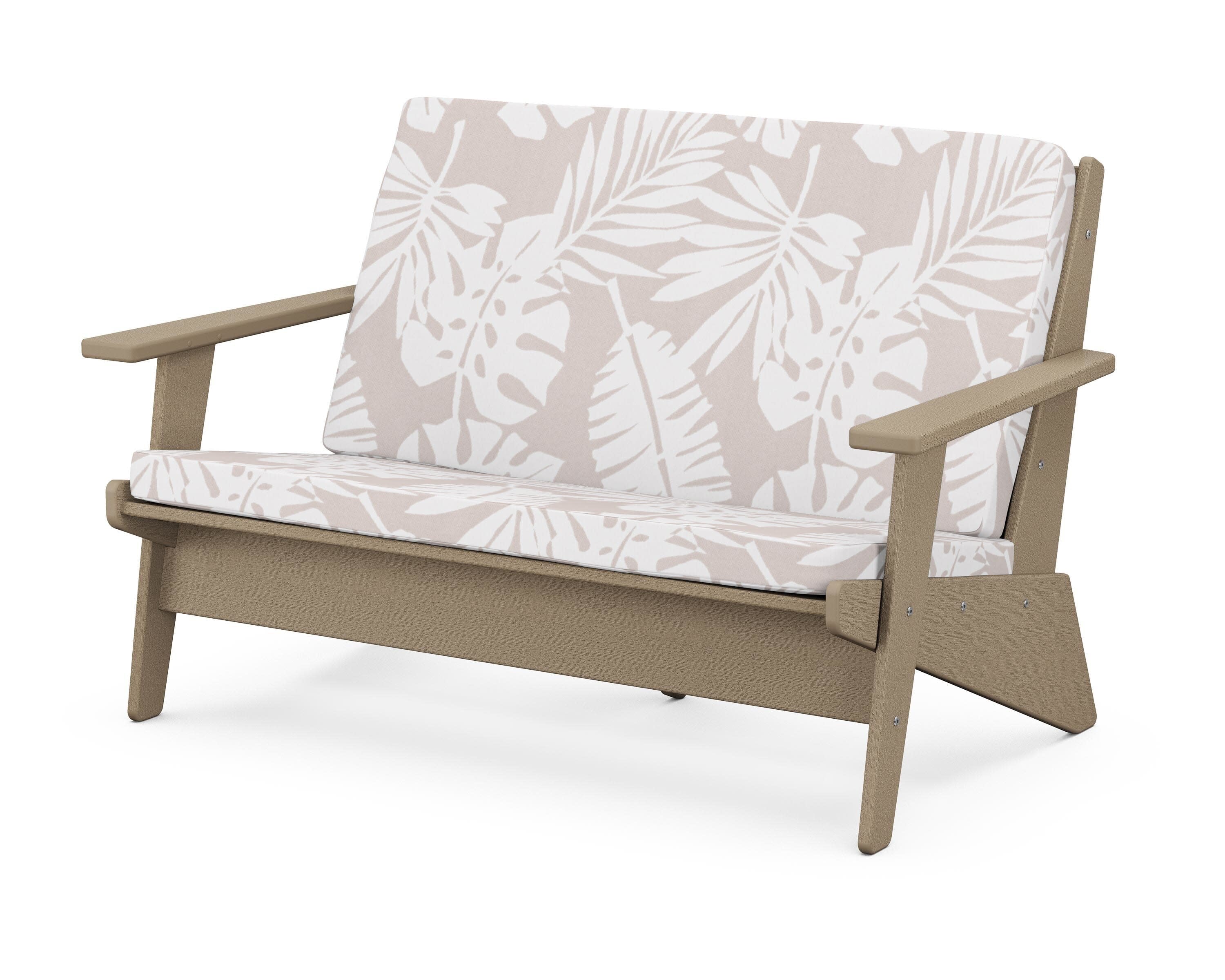 Riviera Modern Lounge Loveseat in Vintage Sahara / Leaf Dune Burlap