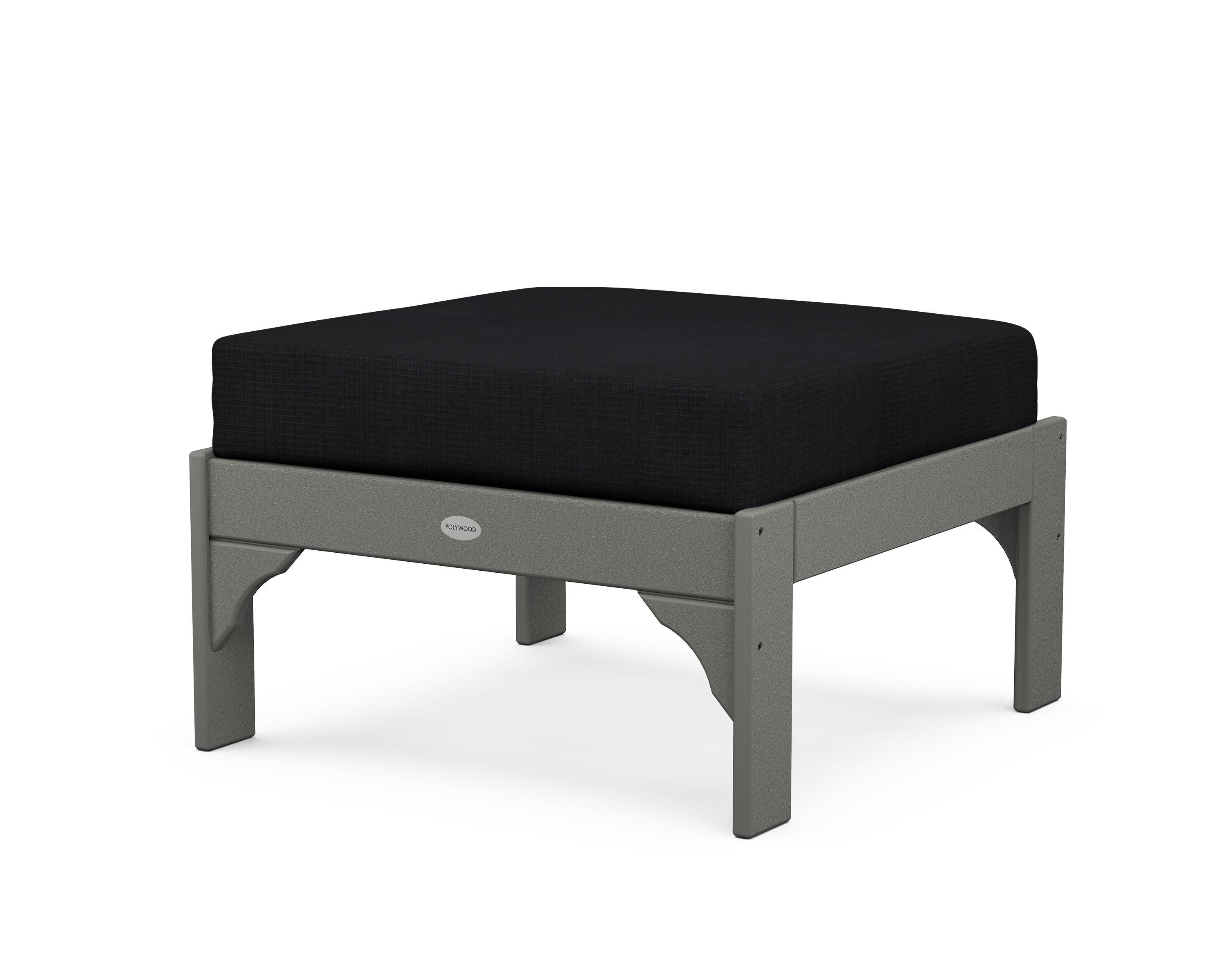 Vineyard Deep Seating Ottoman in Slate Grey / Midnight Linen