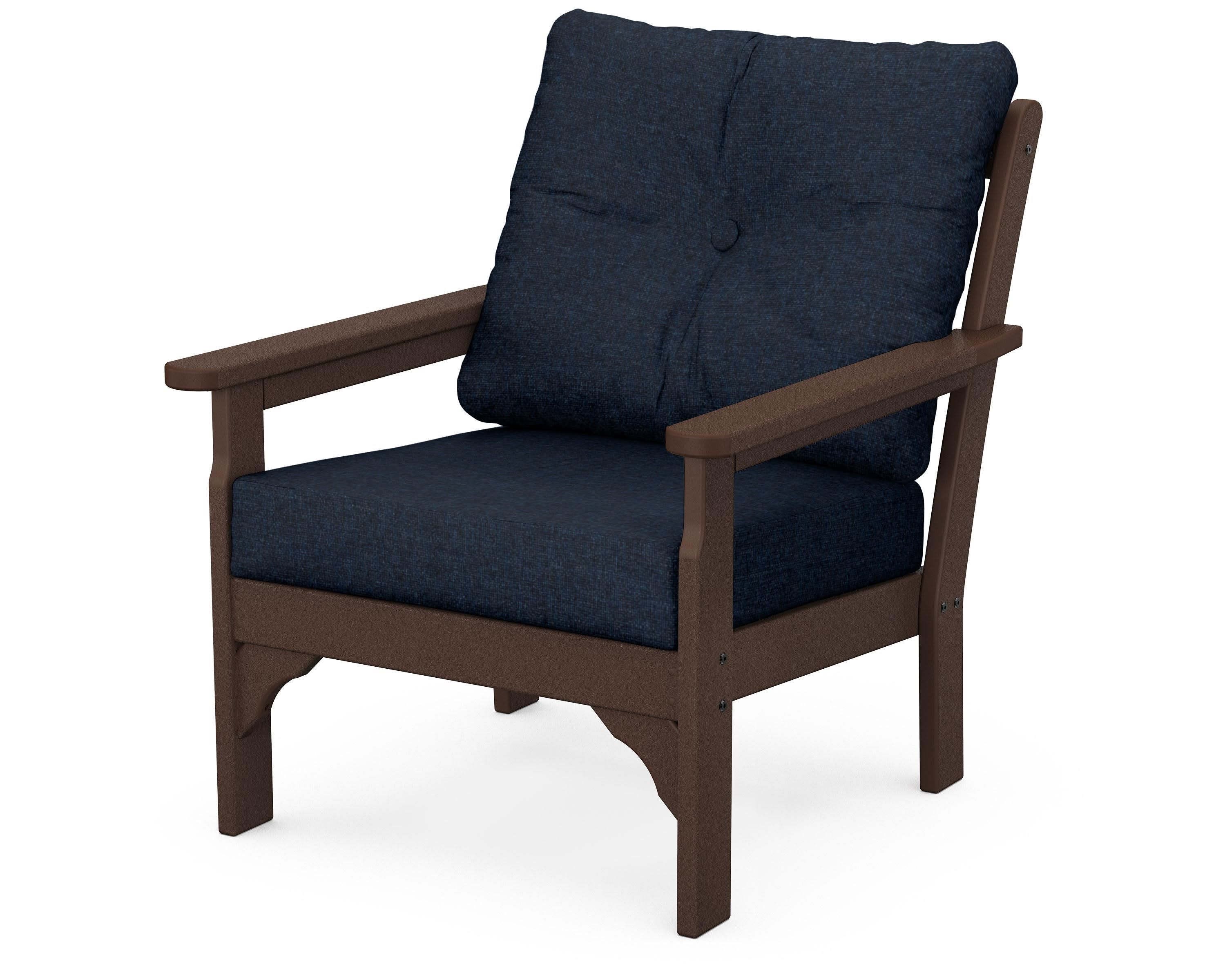 Vineyard Deep Seating Chair in Mahogany / Marine Indigo