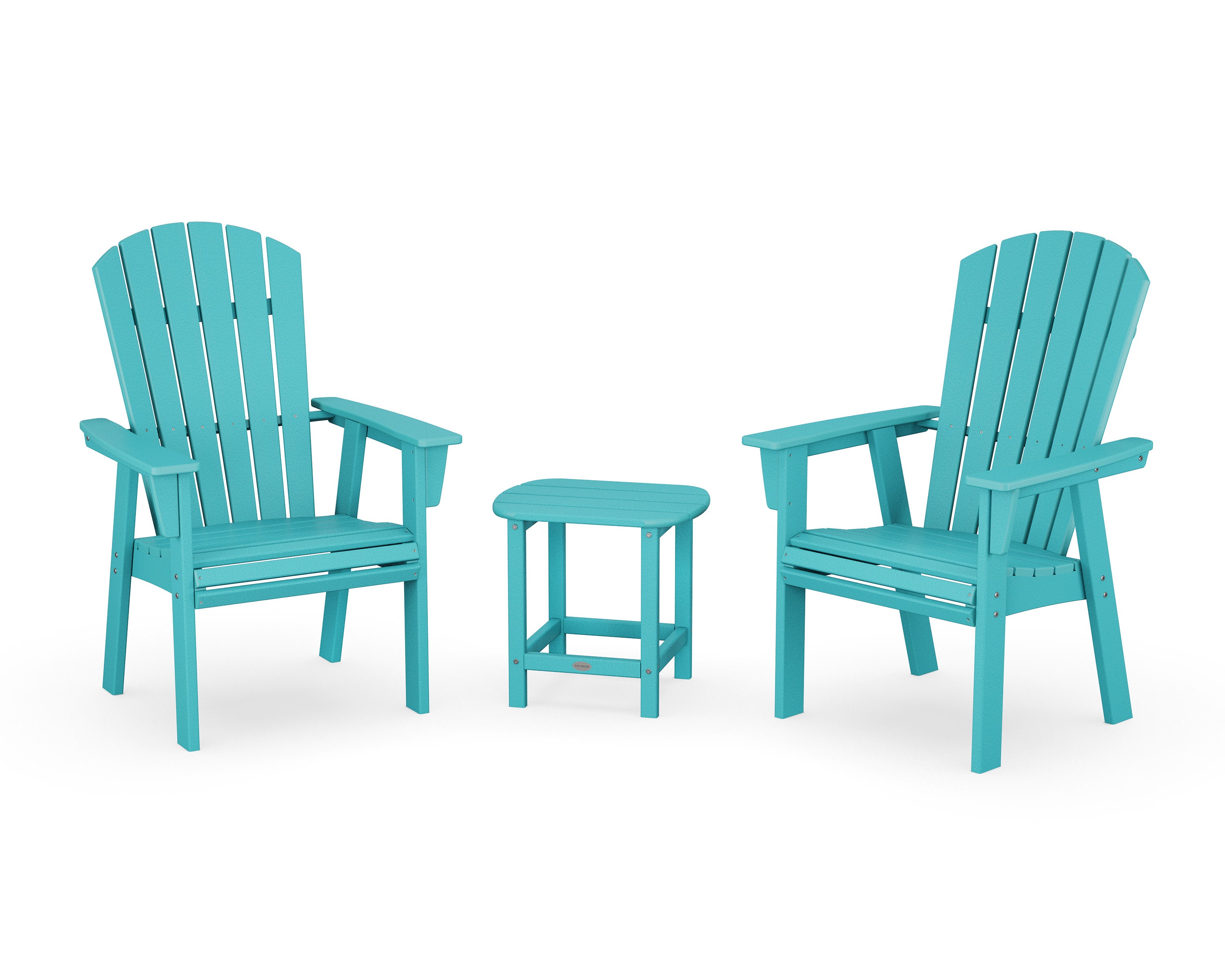Nautical 3-Piece Curveback Upright Adirondack Chair Set in Aruba