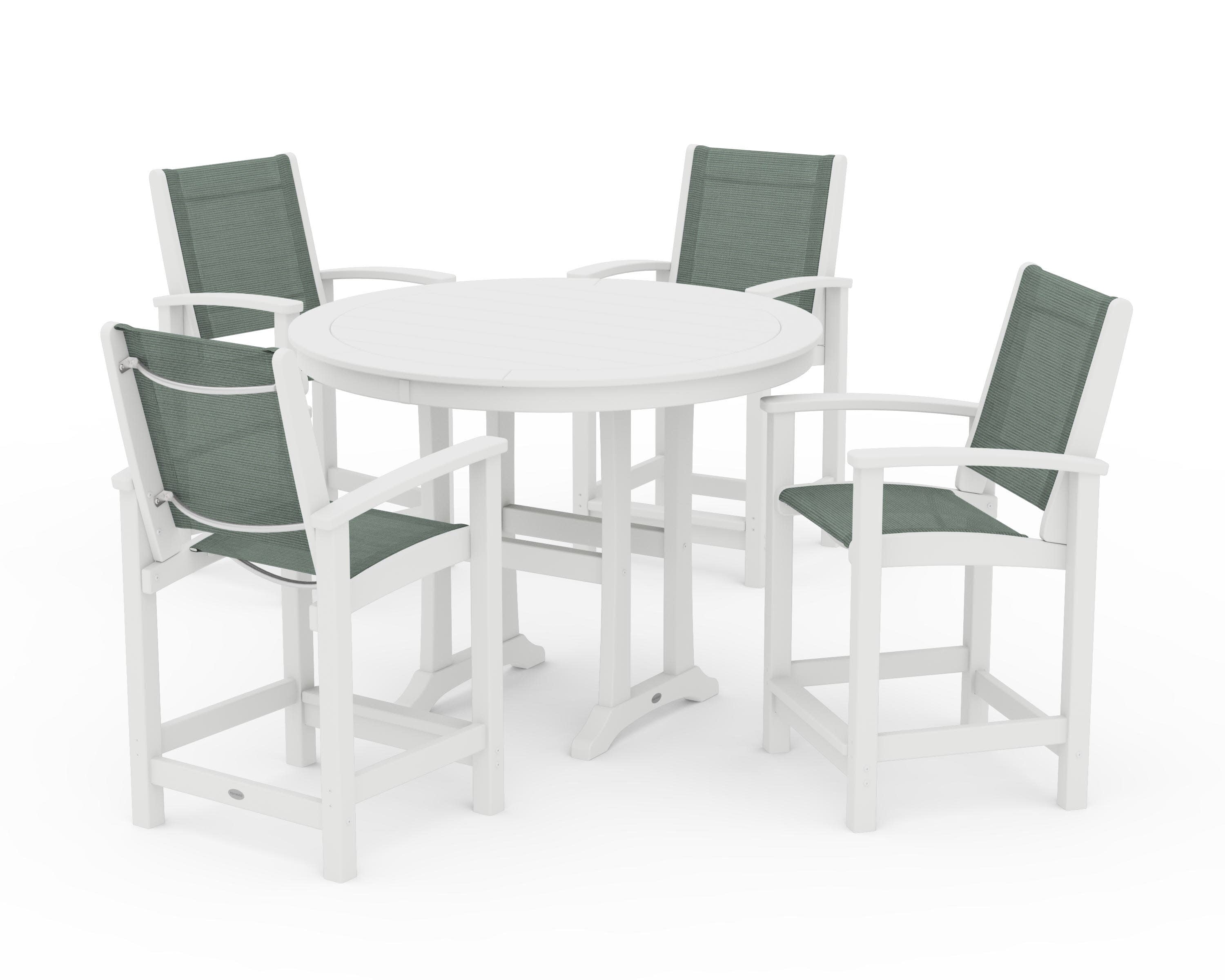 Coastal 5-Piece Counter Set in White / Dupioni Sea Mist Sling