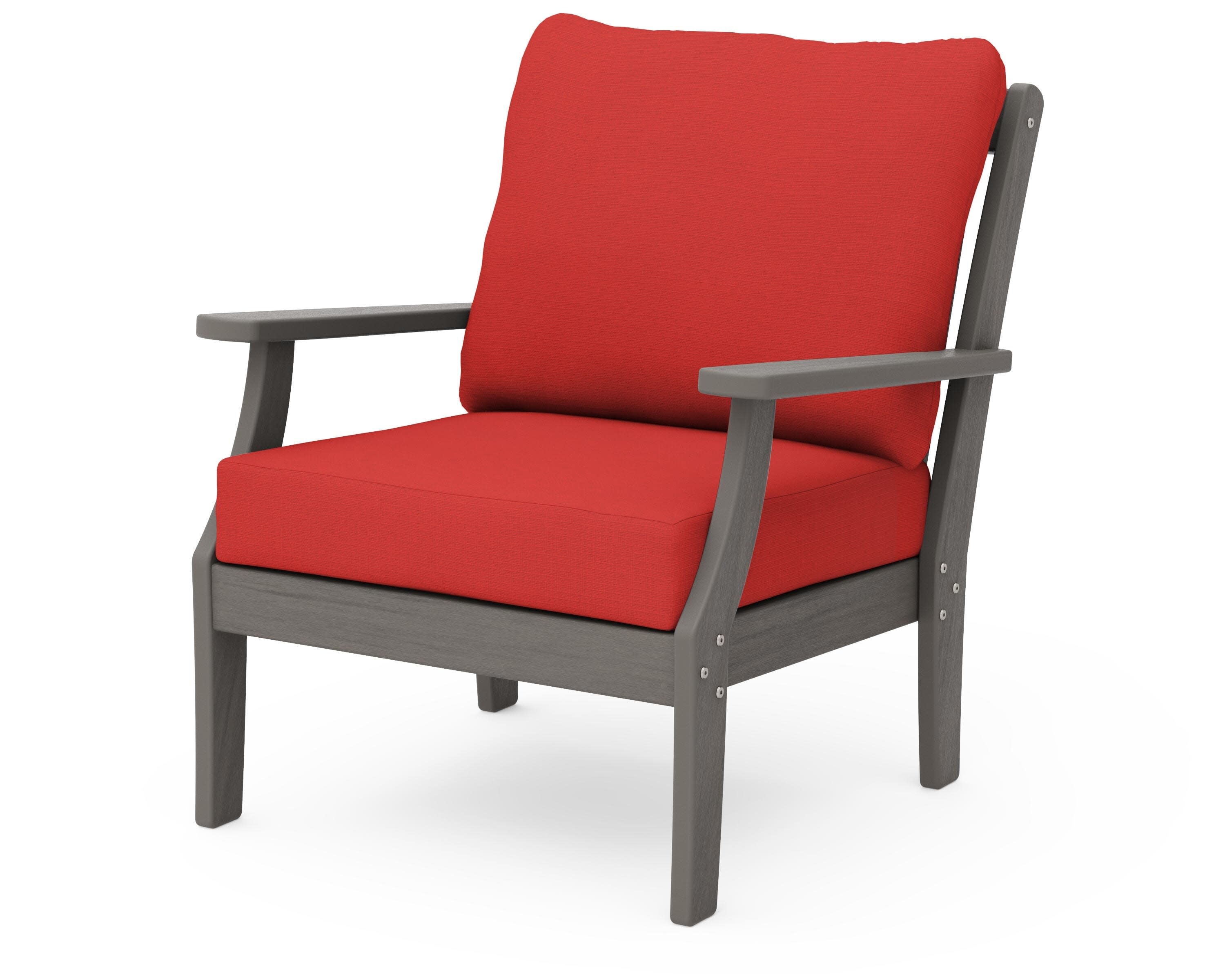 Braxton Deep Seating Chair in Driftwood / Crimson Linen
