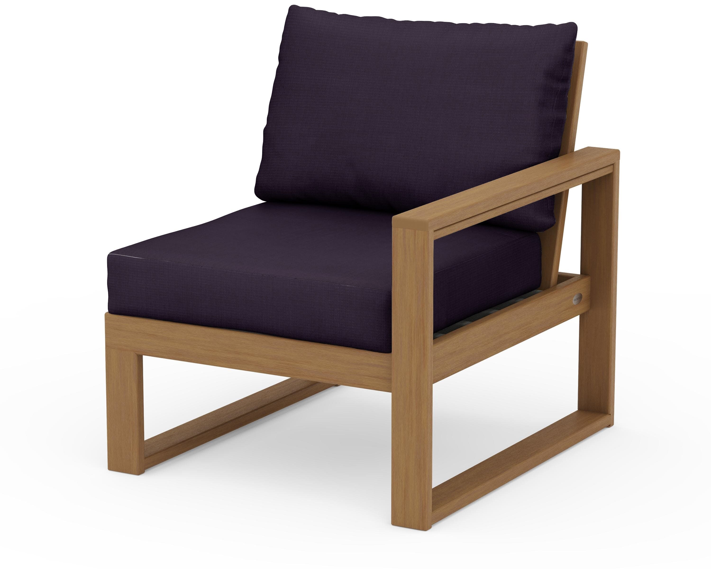 EDGE Modular Right Arm Chair in Natural / Navy Linen