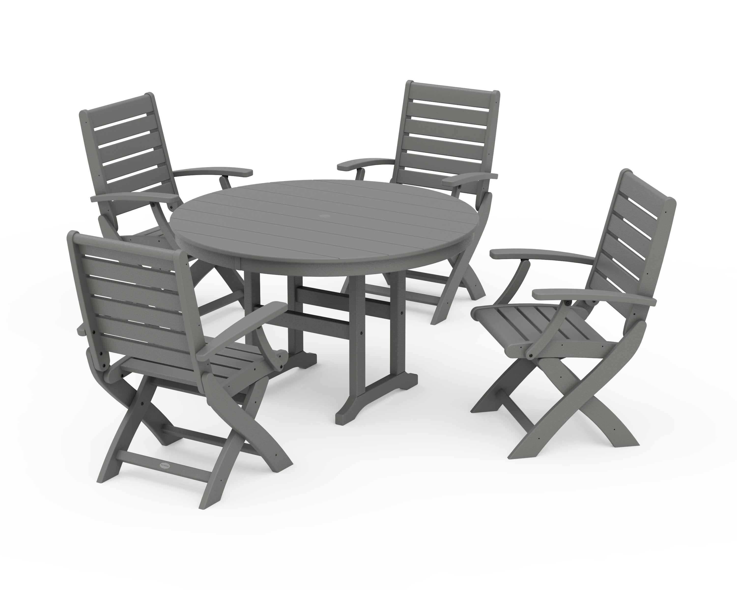 Signature Folding Chair 5-Piece Round Farmhouse Dining Set