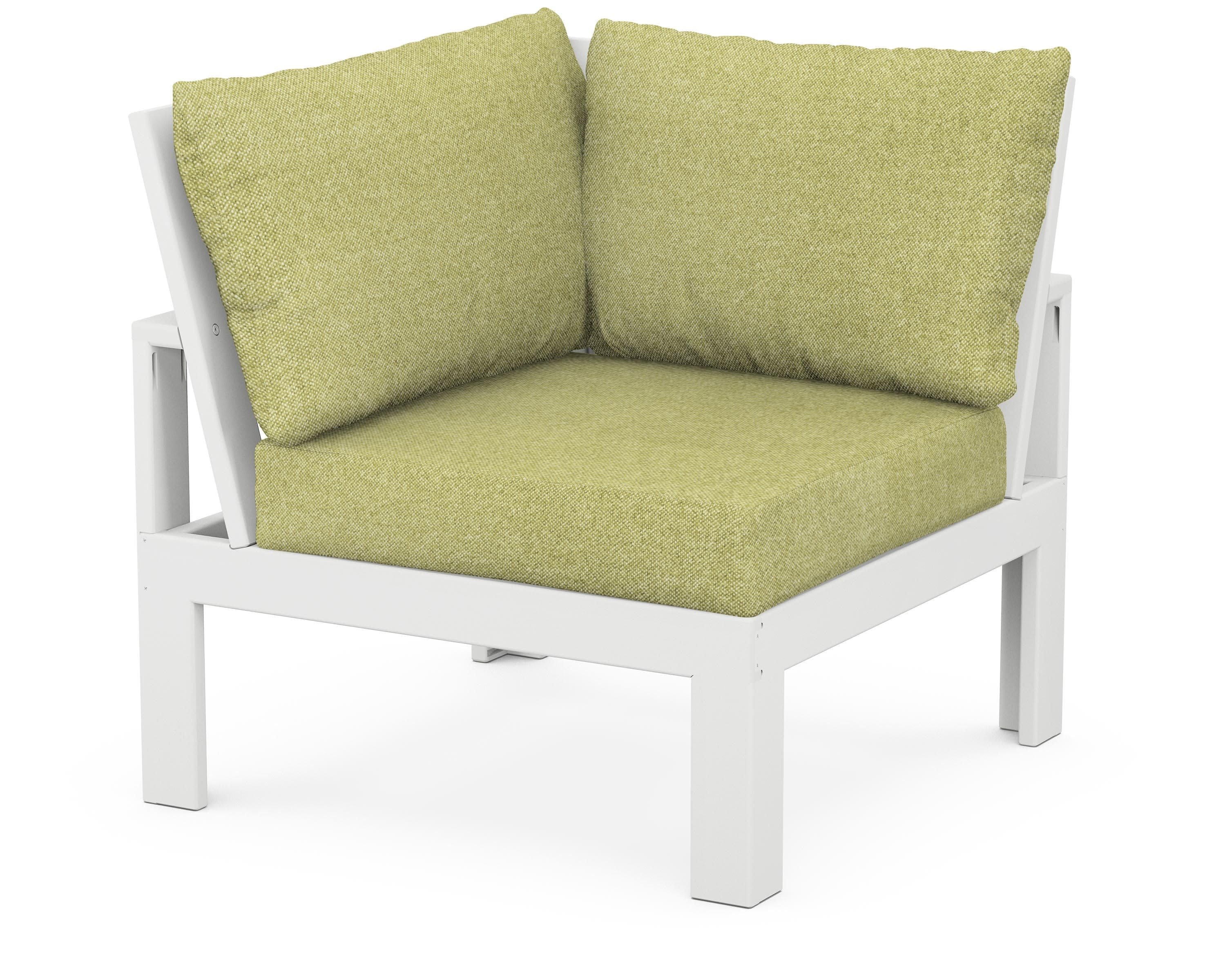 Modular Corner Chair in White / Chartreuse Boucle