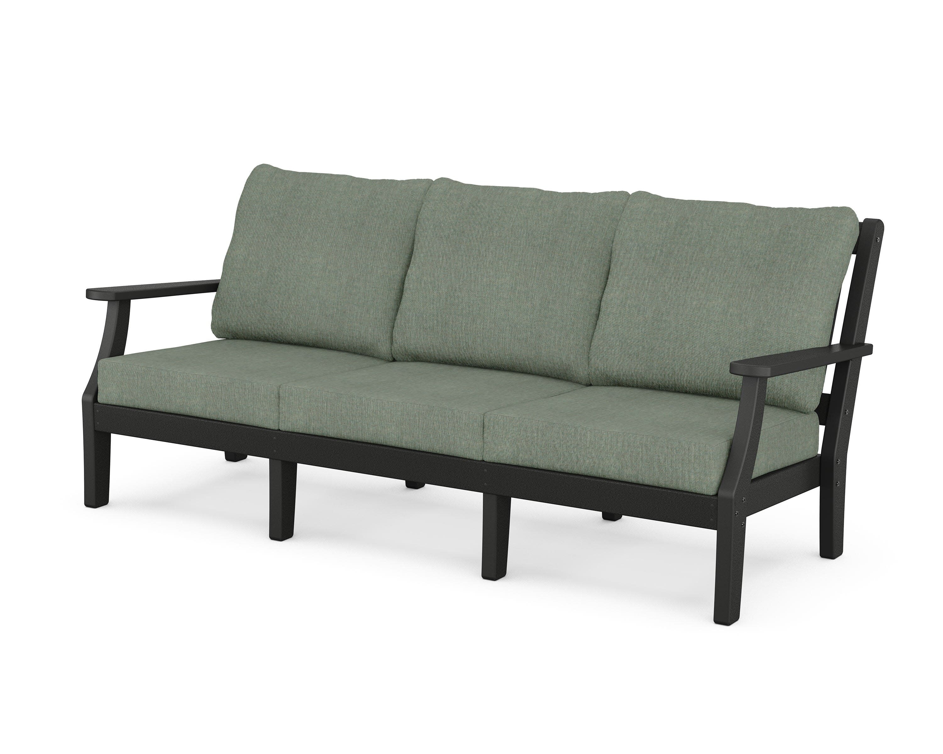 Chinoiserie Deep Seating Sofa in Black / Cast Sage