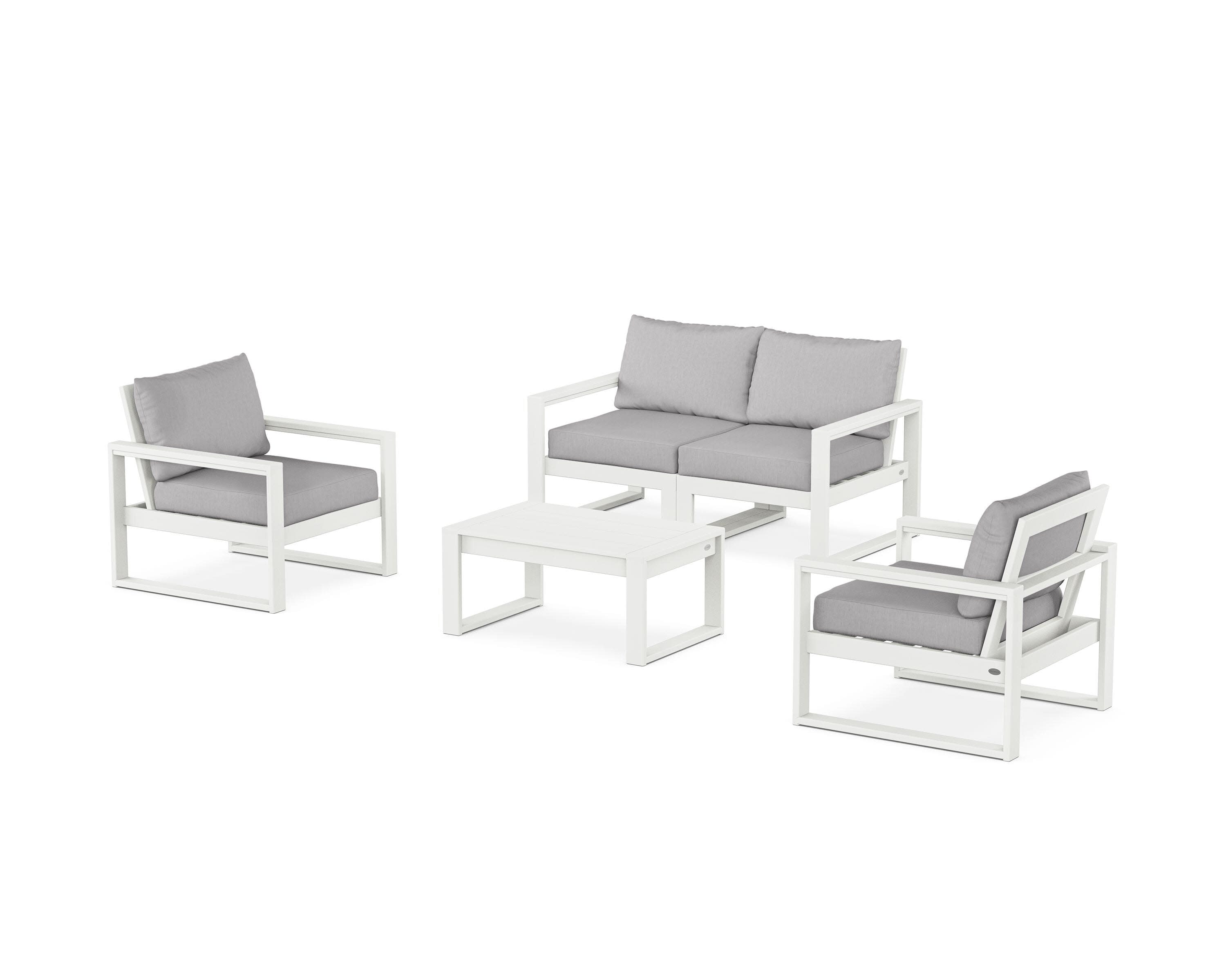 EDGE Sectional 4-Piece Deep Seating Set with Loveseat in Vintage White / Granite