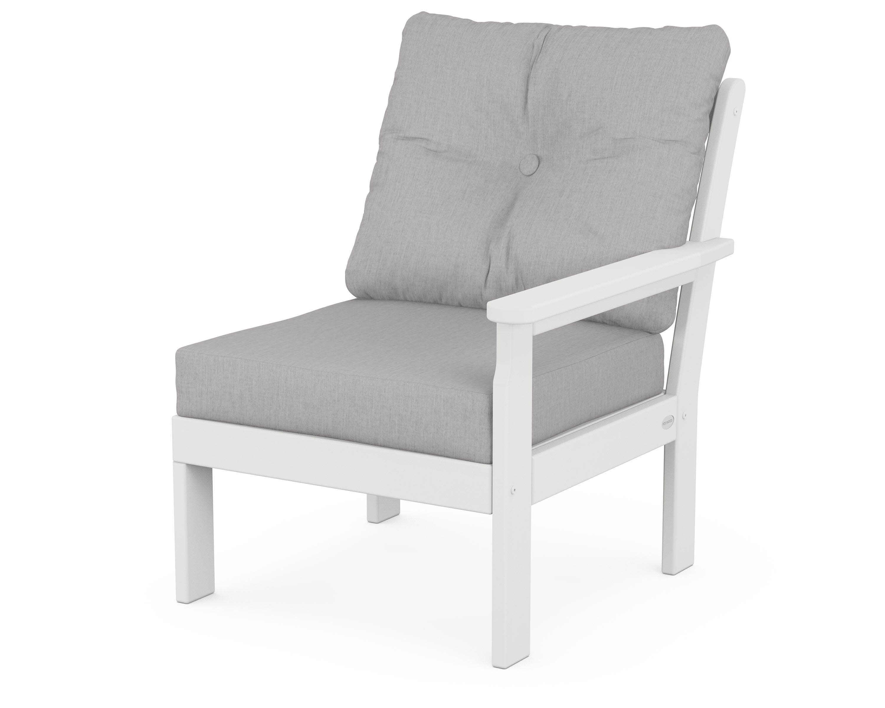 Vineyard Modular Right Arm Chair in White / Granite