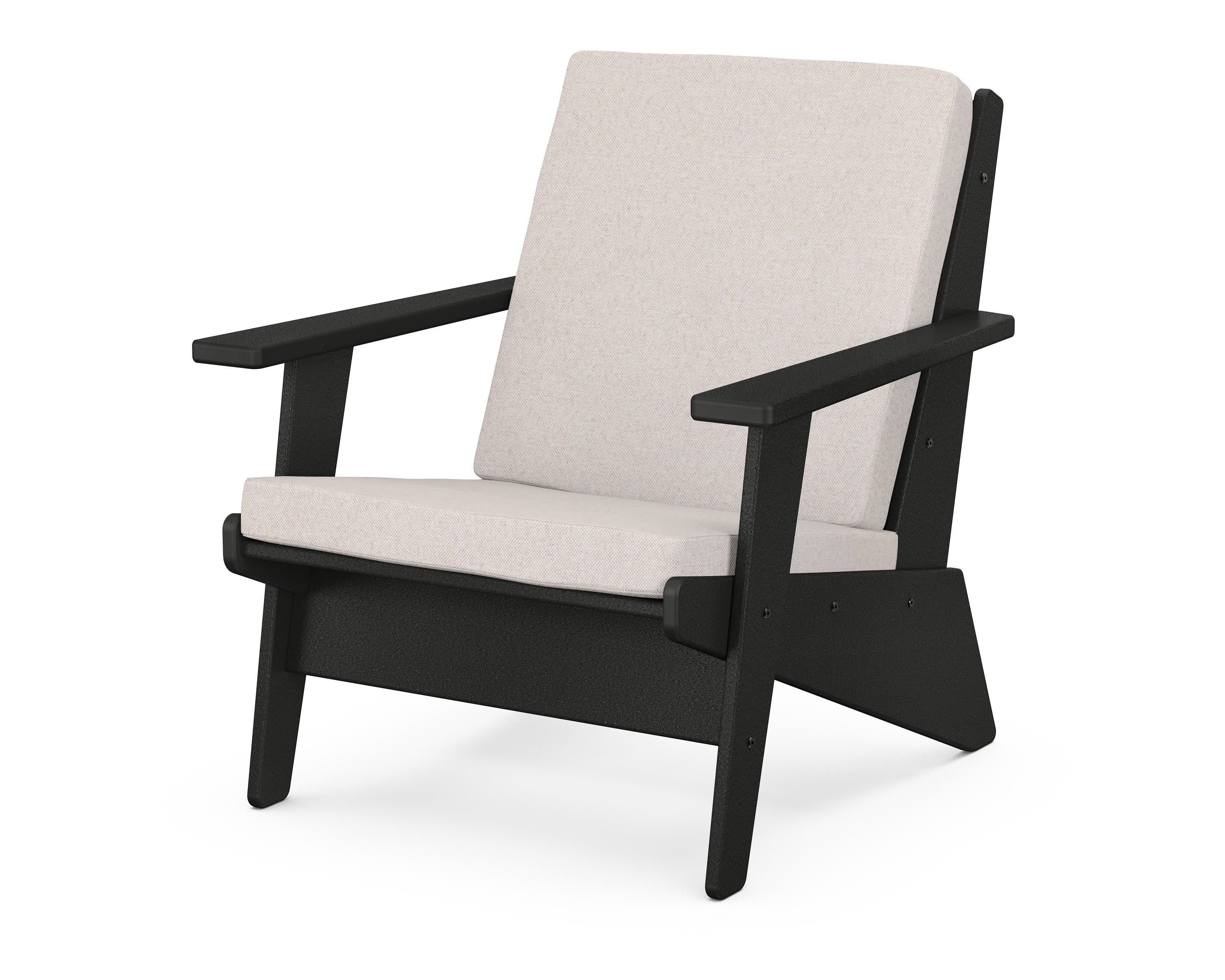 Riviera Modern Lounge Chair in Black / Dune Burlap